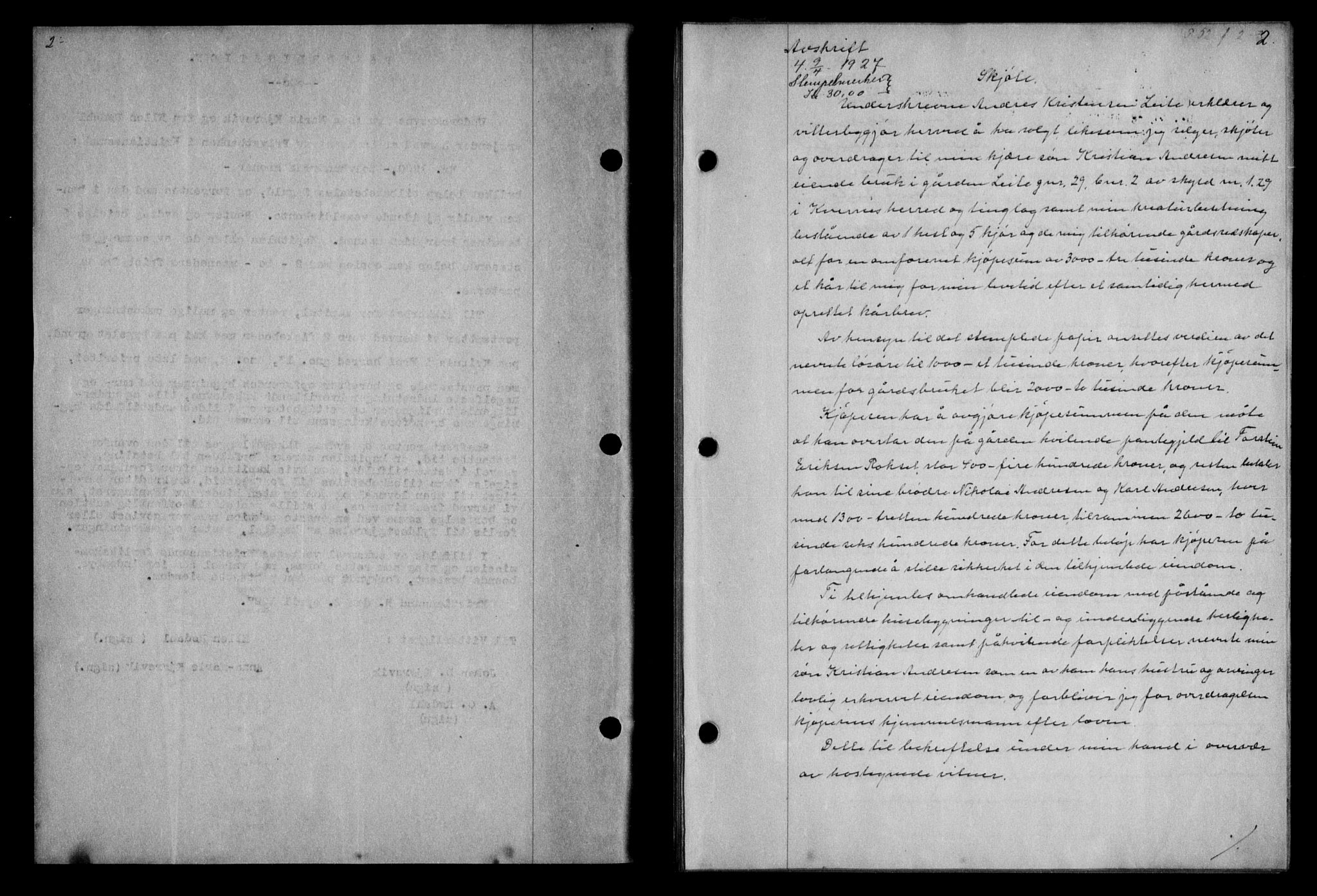 Nordmøre sorenskriveri, AV/SAT-A-4132/1/2/2Ca/L0062: Mortgage book no. 52, 1927-1927, Deed date: 09.04.1927