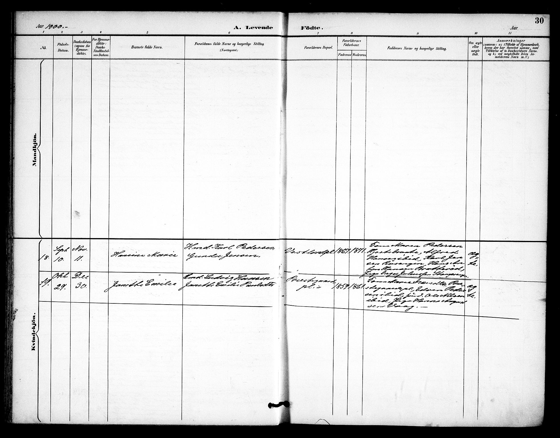 Våler prestekontor Kirkebøker, AV/SAO-A-11083/F/Fa/L0011: Parish register (official) no. I 11, 1893-1909, p. 30