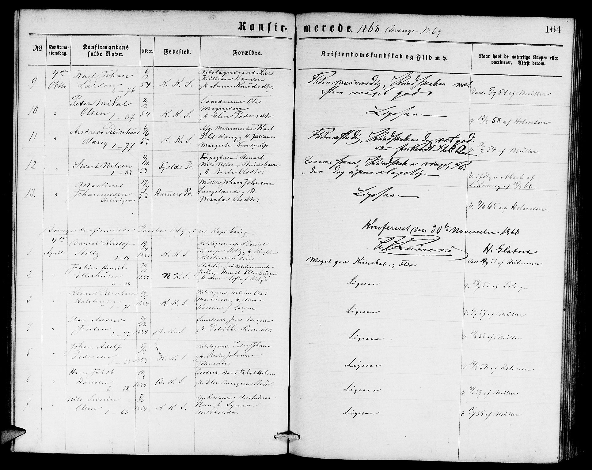 Sandviken Sokneprestembete, SAB/A-77601/H/Hb: Parish register (copy) no. A 1, 1867-1879, p. 164