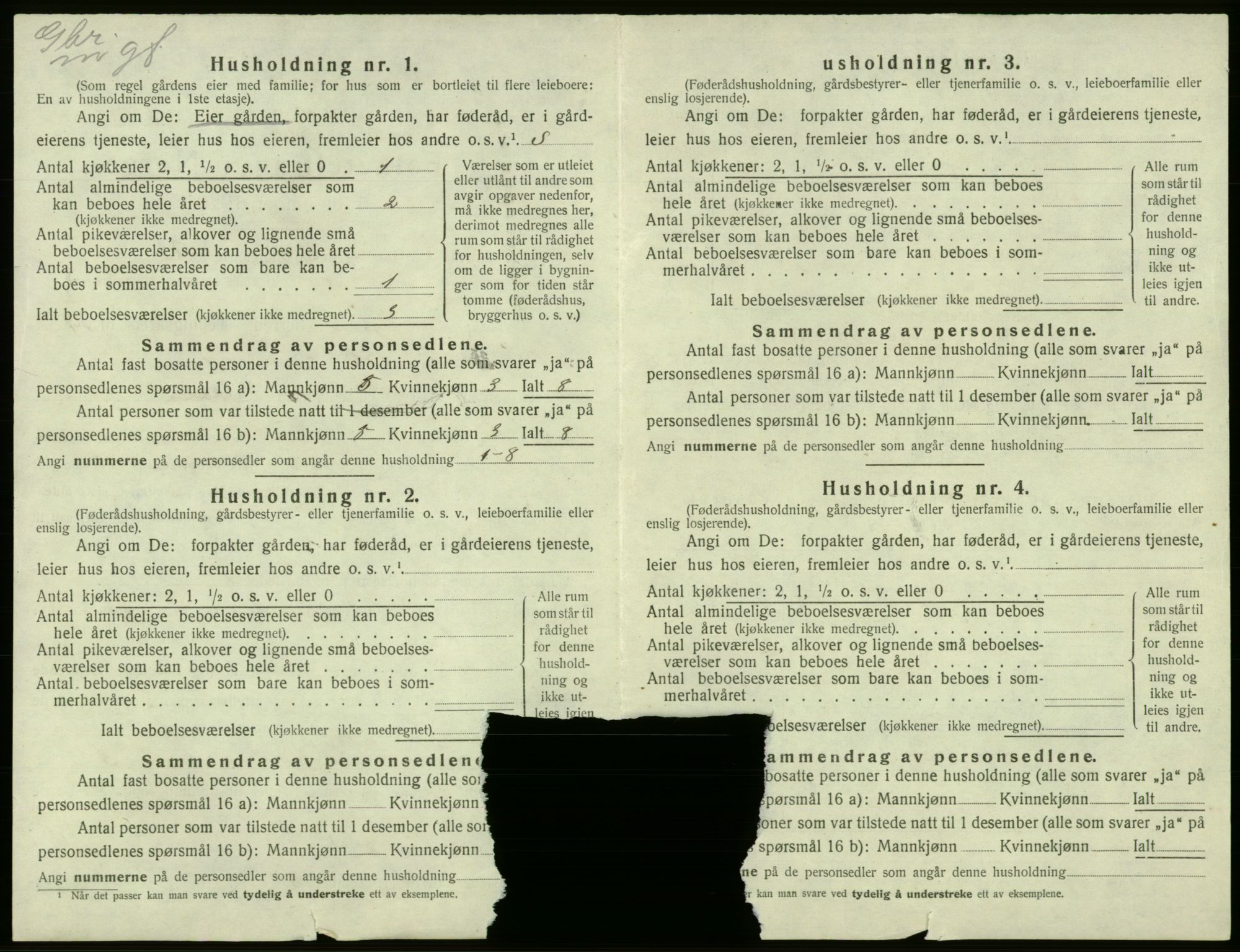 SAB, 1920 census for Tysnes, 1920, p. 1643