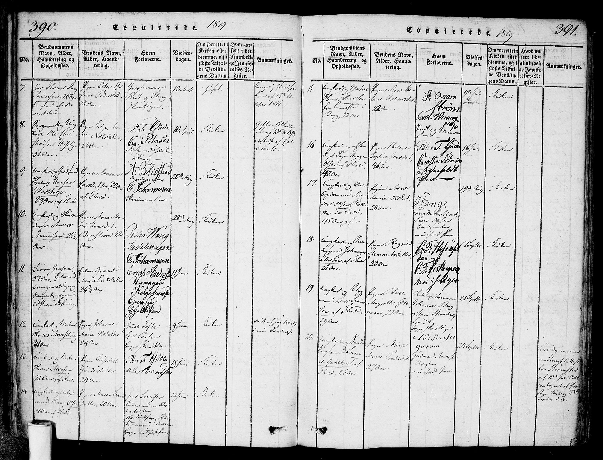 Halden prestekontor Kirkebøker, SAO/A-10909/F/Fa/L0003: Parish register (official) no. I 3, 1815-1834, p. 390-391