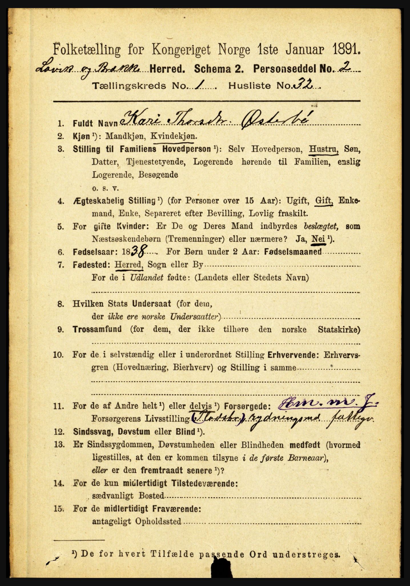 RA, 1891 census for 1415 Lavik og Brekke, 1891, p. 257