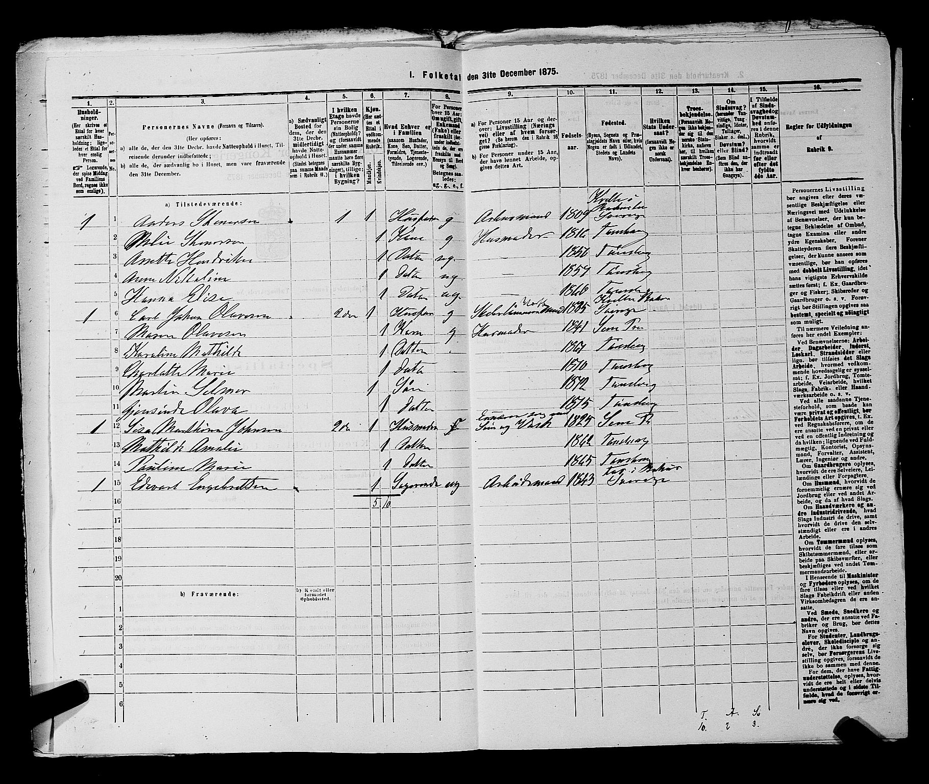 SAKO, 1875 census for 0705P Tønsberg, 1875, p. 271