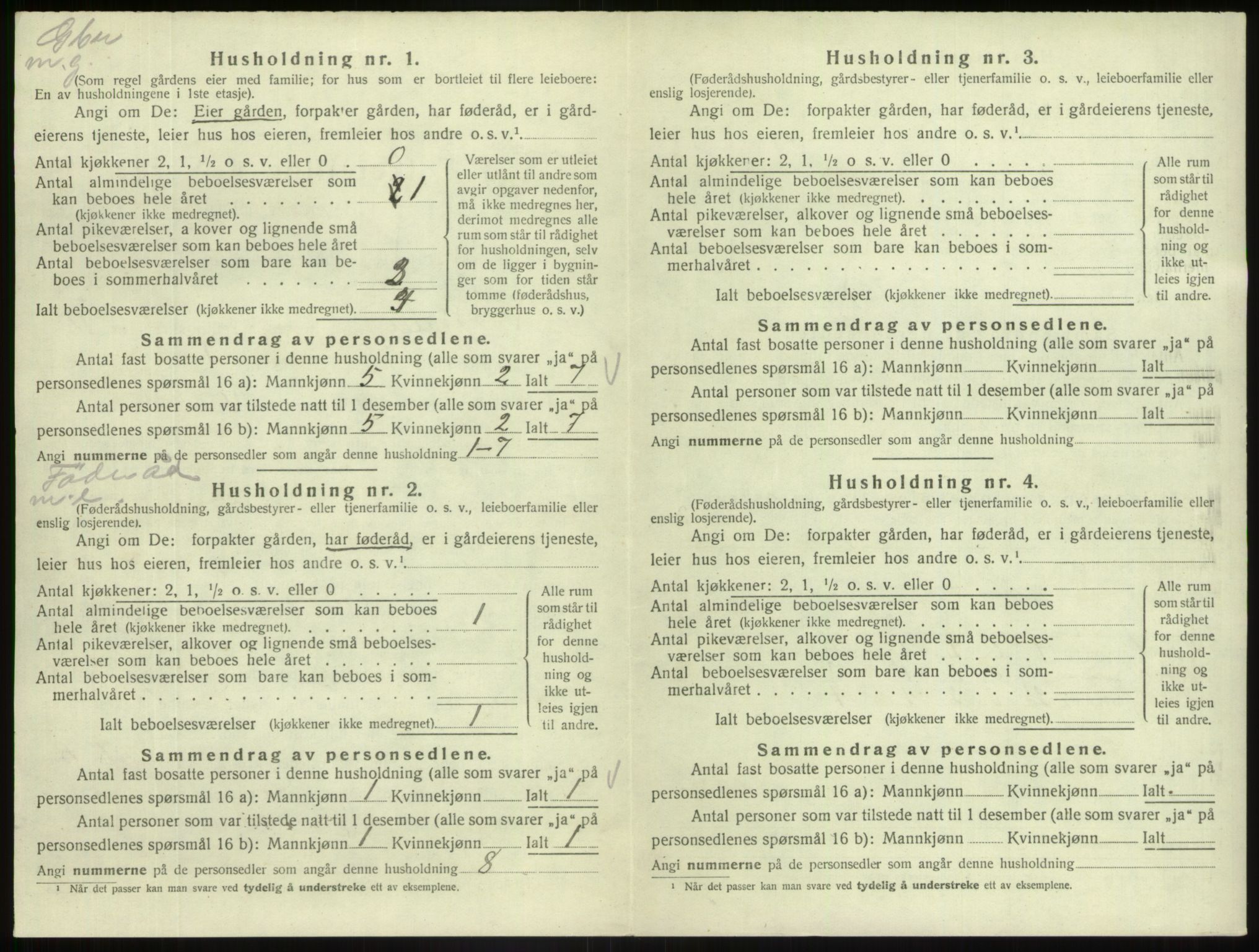 SAB, 1920 census for Fjaler, 1920, p. 1006