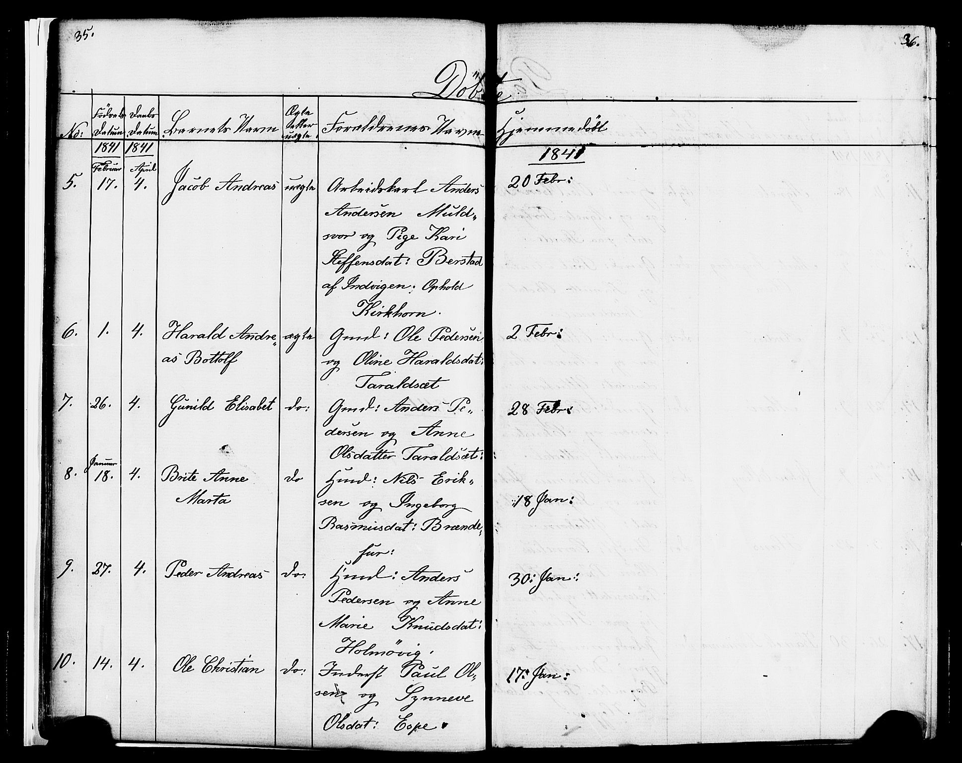 Hornindal sokneprestembete, AV/SAB-A-82401/H/Haa/Haaa/L0001: Parish register (official) no. A 1, 1837-1866, p. 34-35