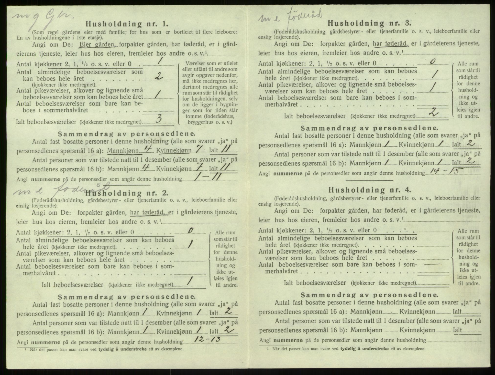 SAB, 1920 census for Modalen, 1920, p. 223