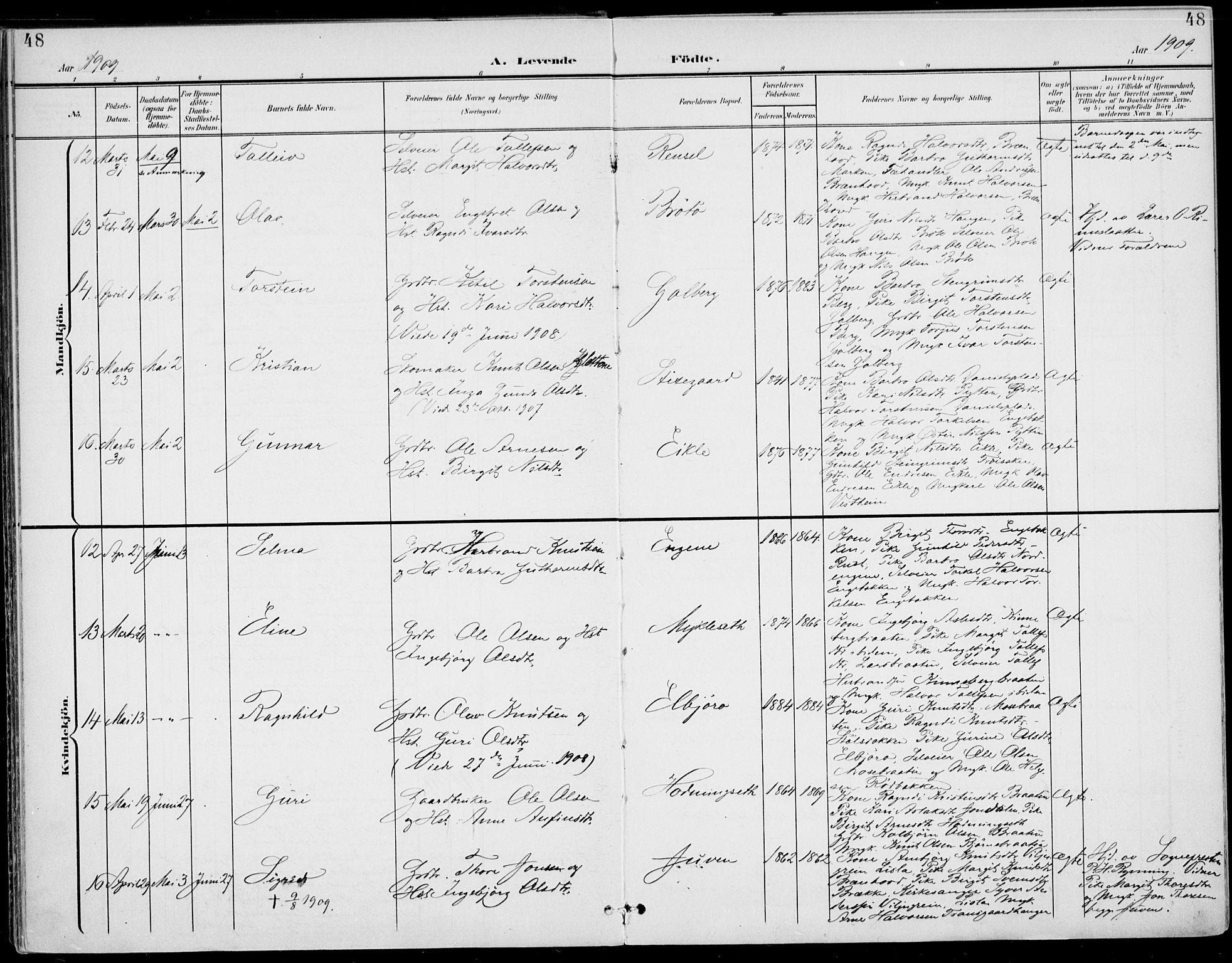 Gol kirkebøker, SAKO/A-226/F/Fa/L0006: Parish register (official) no. I 6, 1901-1918, p. 48