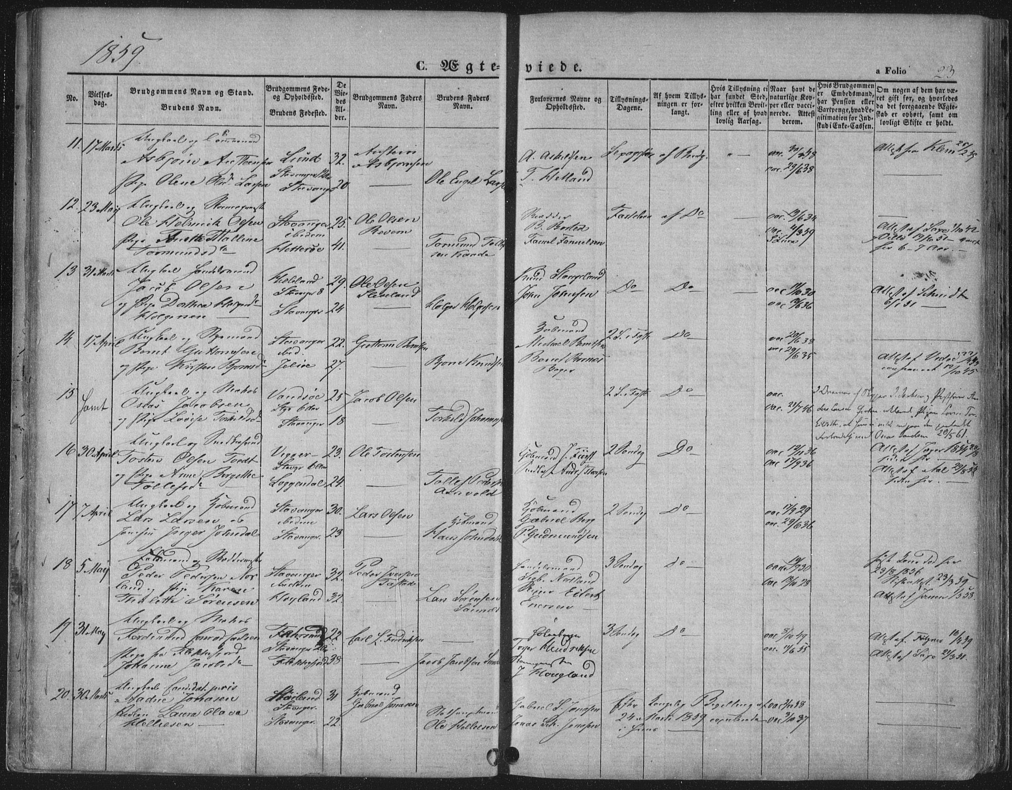 Domkirken sokneprestkontor, AV/SAST-A-101812/001/30/30BA/L0019: Parish register (official) no. A 18, 1857-1877, p. 23