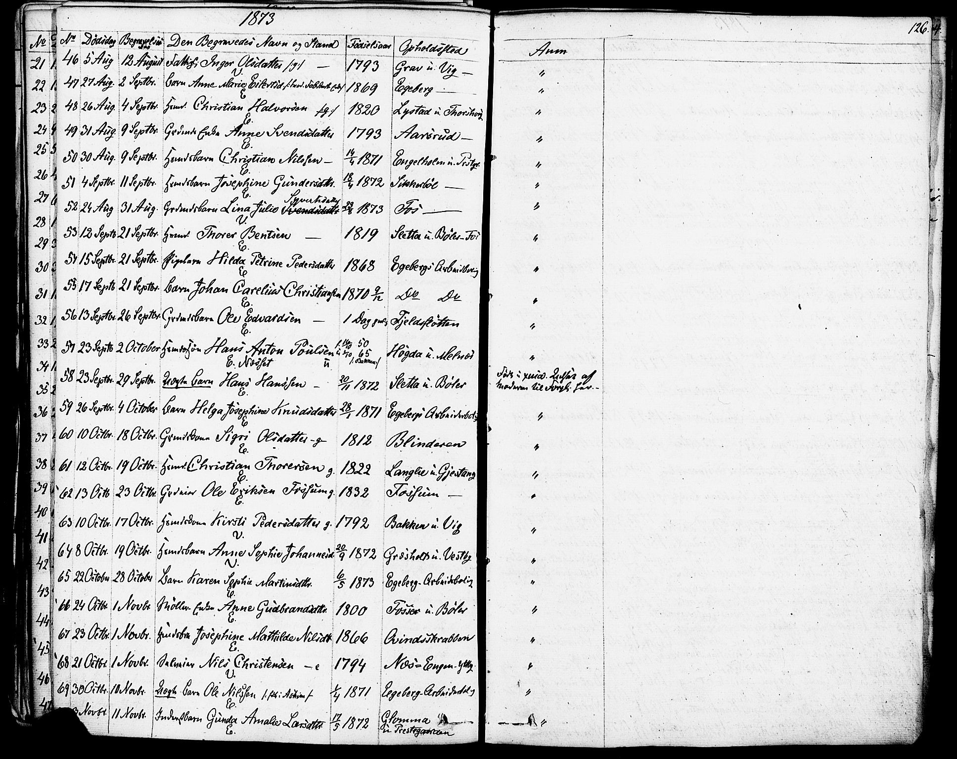 Enebakk prestekontor Kirkebøker, SAO/A-10171c/F/Fa/L0013: Parish register (official) no. I 13, 1832-1882, p. 126