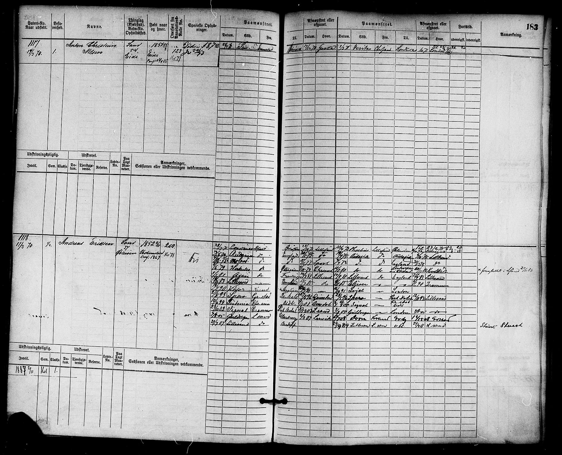 Lillesand mønstringskrets, AV/SAK-2031-0014/F/Fb/L0013: Hovedrulle nr 755-1516 uten register, G-4, 1869-1920, p. 191