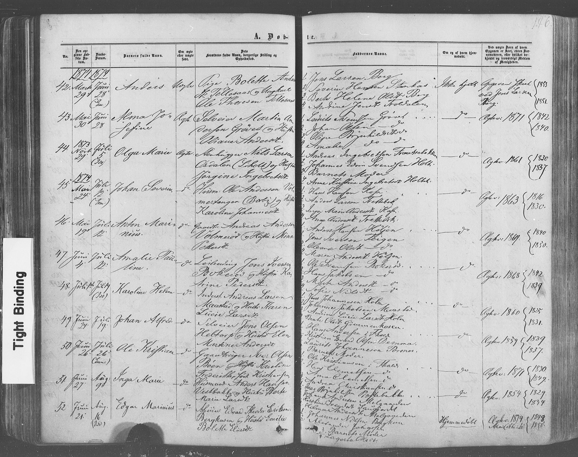 Idd prestekontor Kirkebøker, AV/SAO-A-10911/F/Fc/L0005: Parish register (official) no. III 5, 1861-1877, p. 146