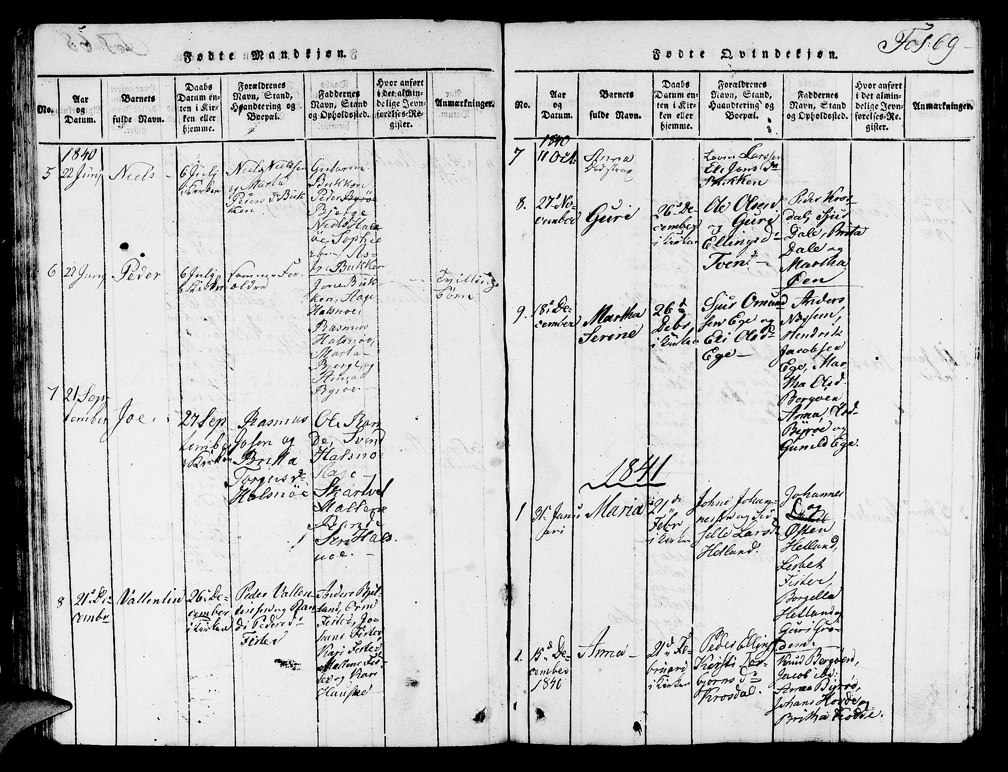 Hjelmeland sokneprestkontor, AV/SAST-A-101843/01/V/L0003: Parish register (copy) no. B 3, 1816-1841, p. 69