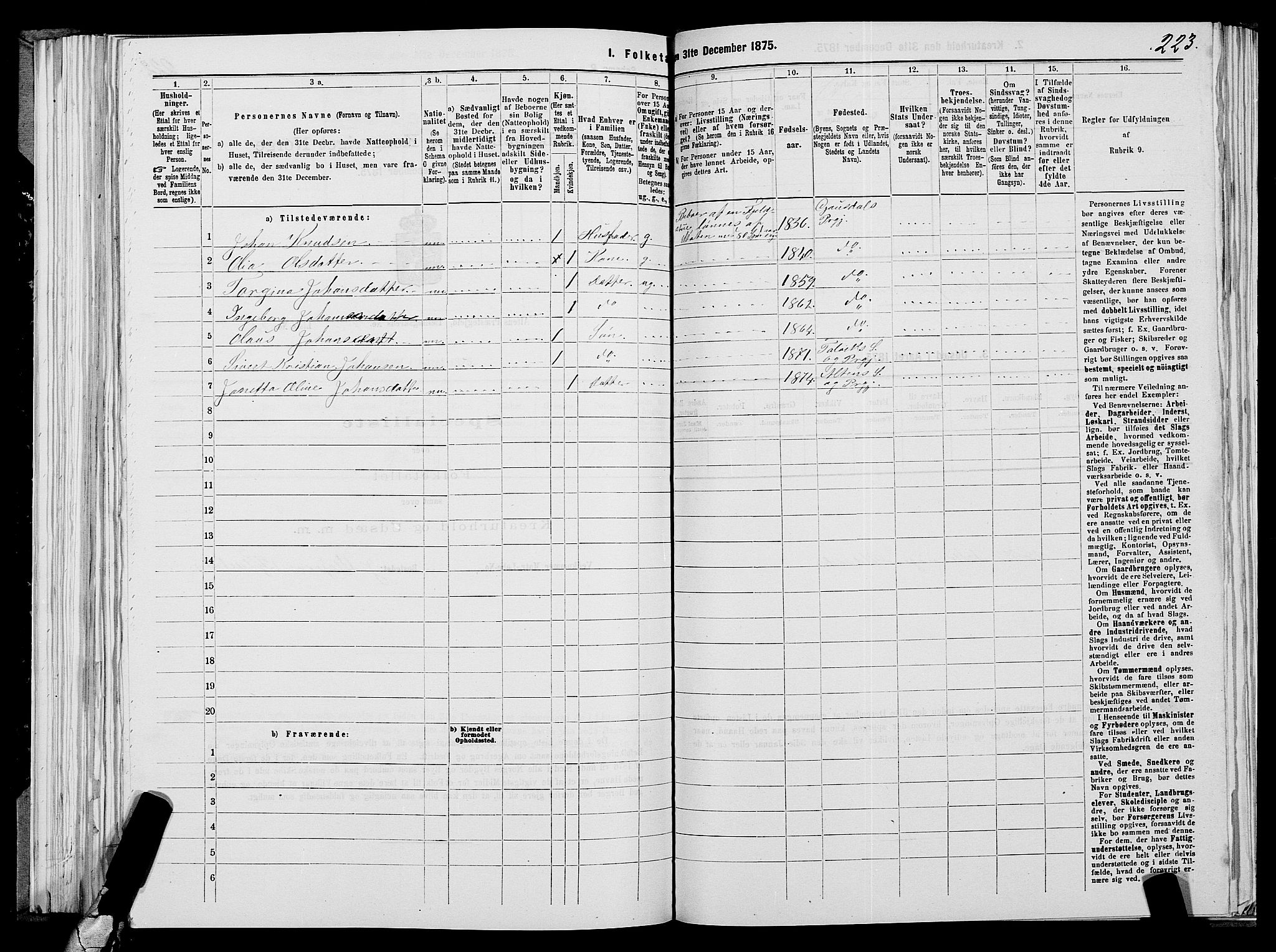 SATØ, 1875 census for 2012P Alta, 1875, p. 2223