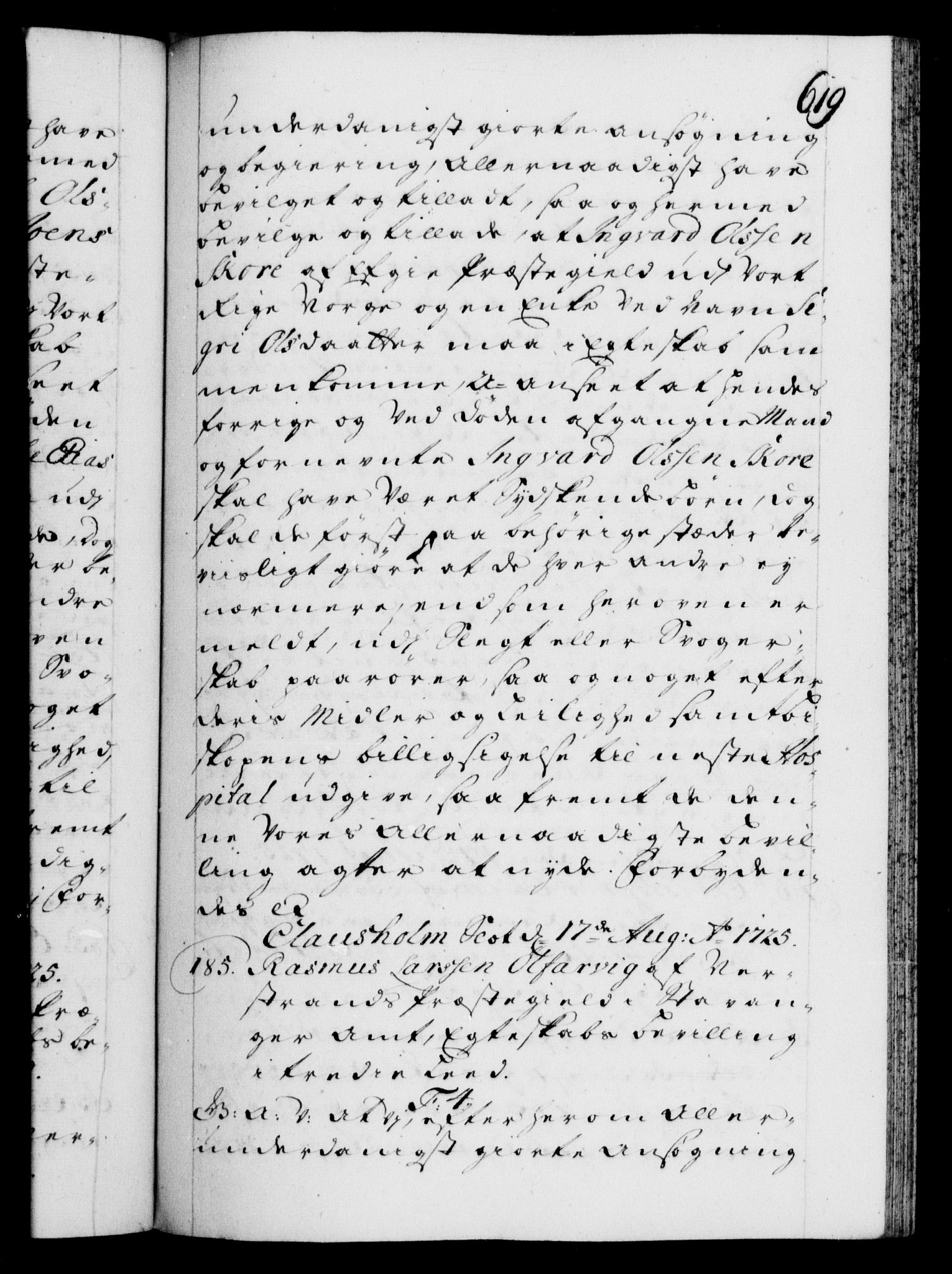 Danske Kanselli 1572-1799, RA/EA-3023/F/Fc/Fca/Fcaa/L0024: Norske registre, 1723-1725, p. 619a