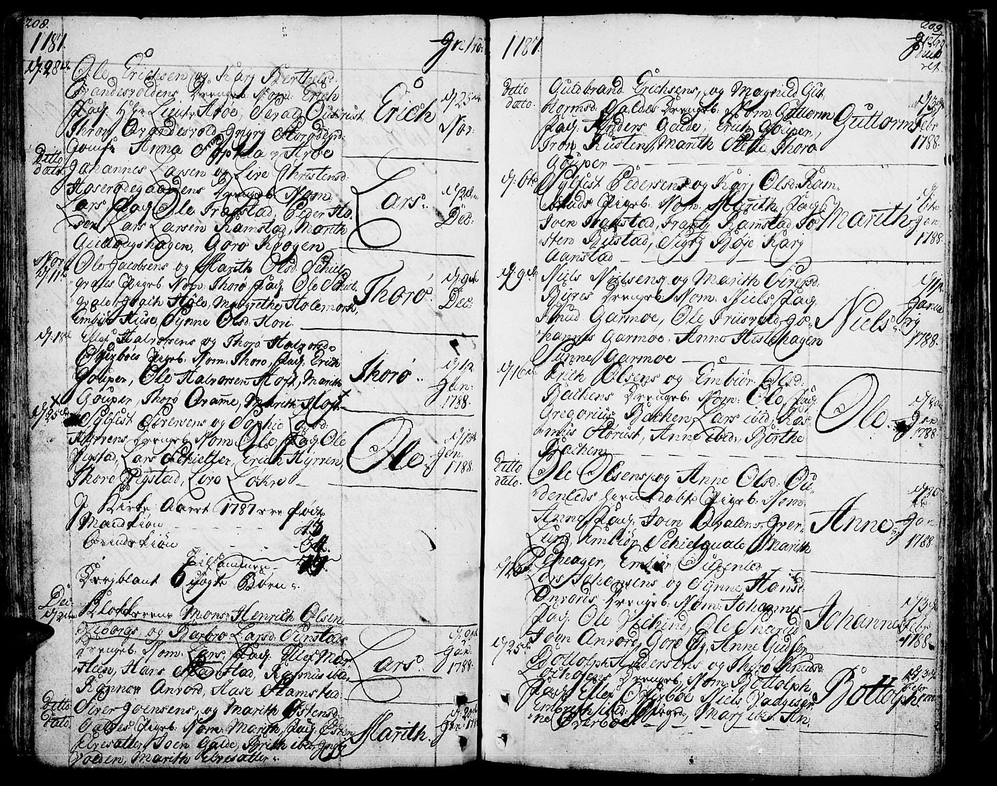 Lom prestekontor, SAH/PREST-070/K/L0002: Parish register (official) no. 2, 1749-1801, p. 208-209