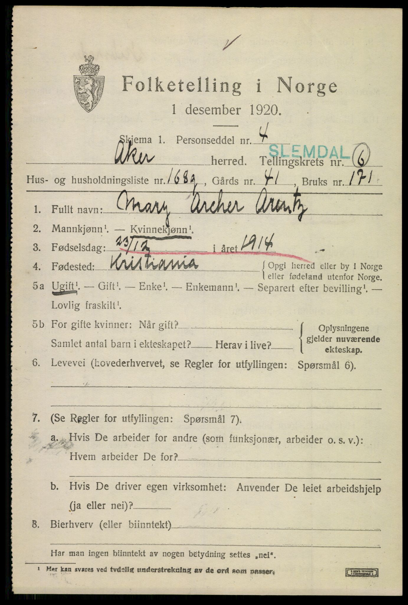 SAO, 1920 census for Aker, 1920, p. 38120