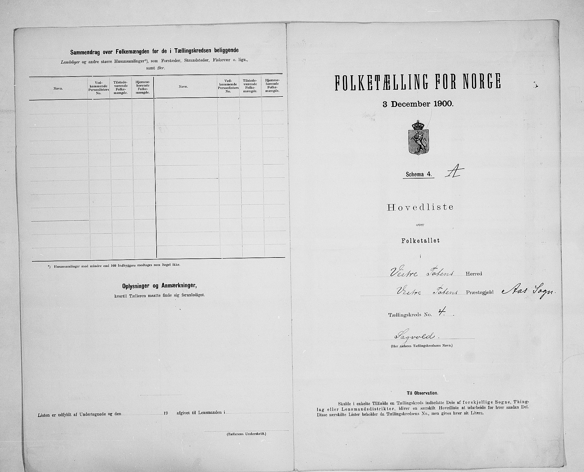 SAH, 1900 census for Vestre Toten, 1900, p. 33