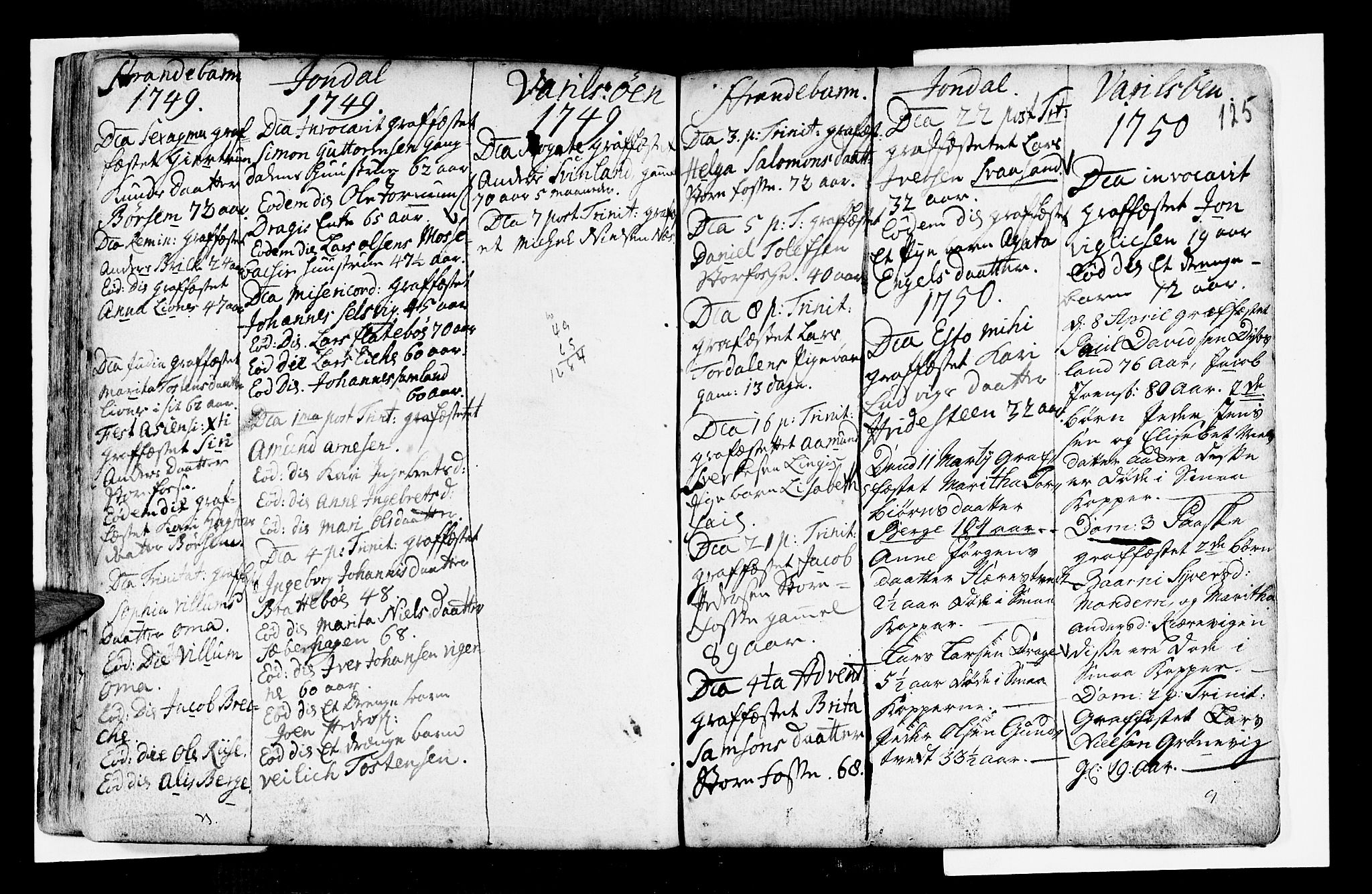 Strandebarm sokneprestembete, SAB/A-78401/H/Haa: Parish register (official) no. A 2 /1, 1727-1750, p. 125