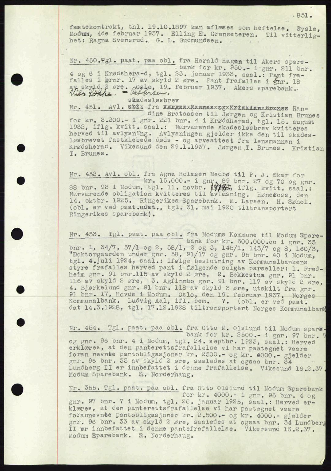 Eiker, Modum og Sigdal sorenskriveri, SAKO/A-123/G/Ga/Gab/L0034: Mortgage book no. A4, 1936-1937, Diary no: : 450/1937