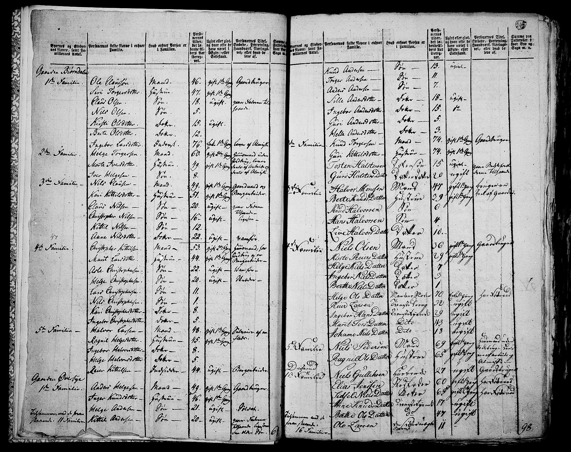 RA, 1801 census for 0621P Sigdal, 1801, p. 244b-245a
