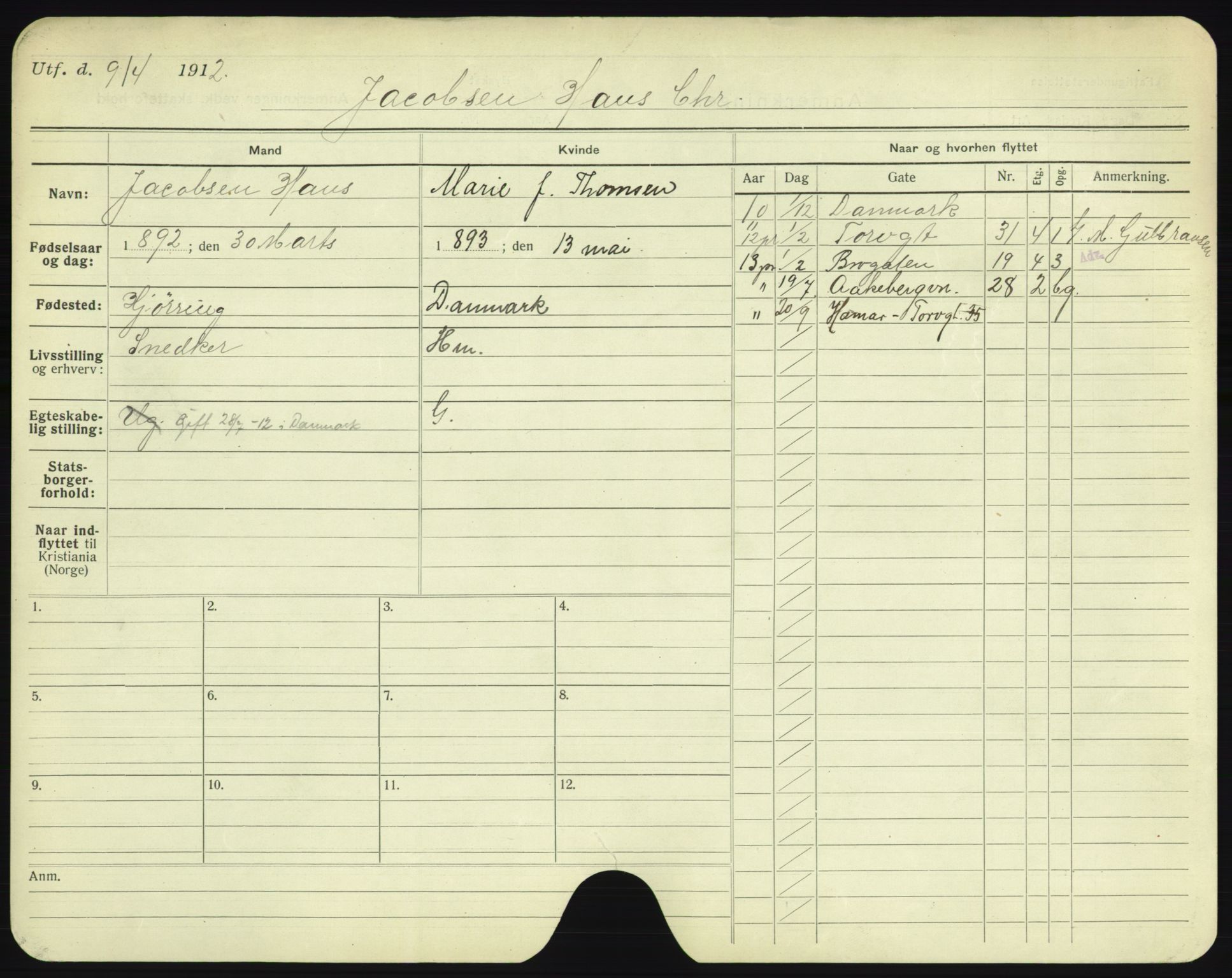 Oslo folkeregister, Registerkort, AV/SAO-A-11715/F/Fa/Fac/L0005: Menn, 1906-1914, p. 127a