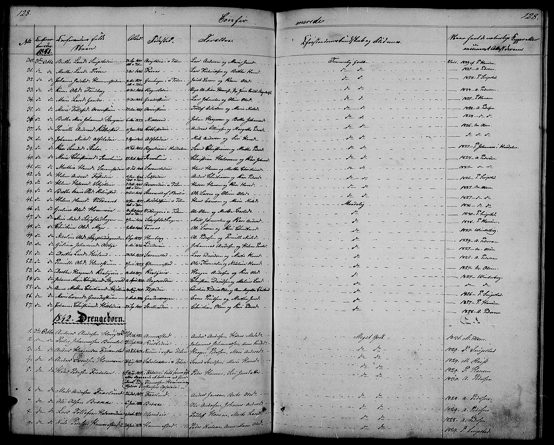 Østre Toten prestekontor, SAH/PREST-104/H/Ha/Hab/L0002: Parish register (copy) no. 2, 1840-1847, p. 128