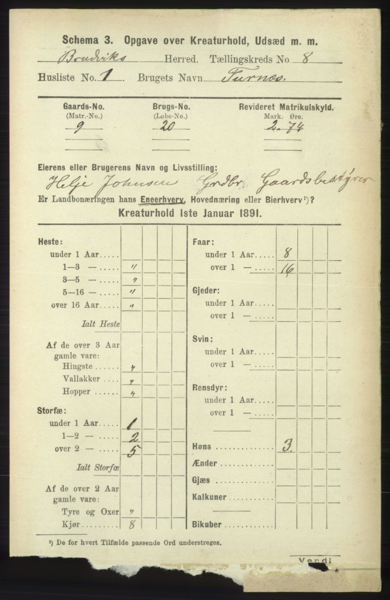 RA, 1891 census for 1251 Bruvik, 1891, p. 4730