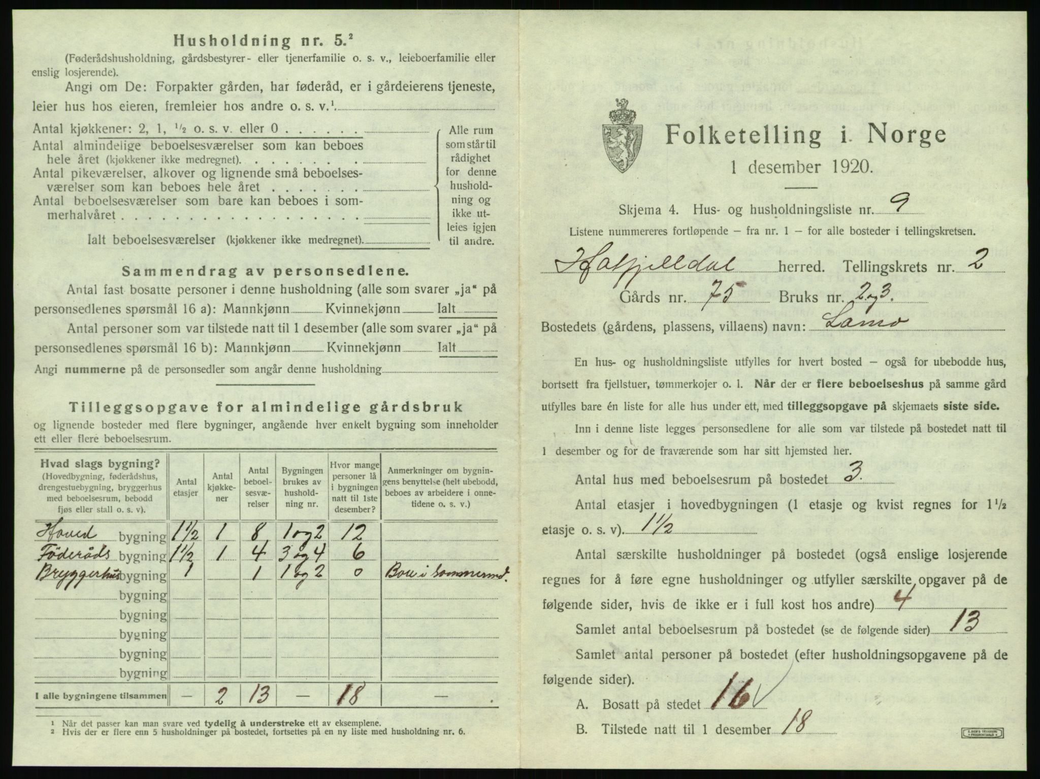 SAT, 1920 census for Hattfjelldal, 1920, p. 96