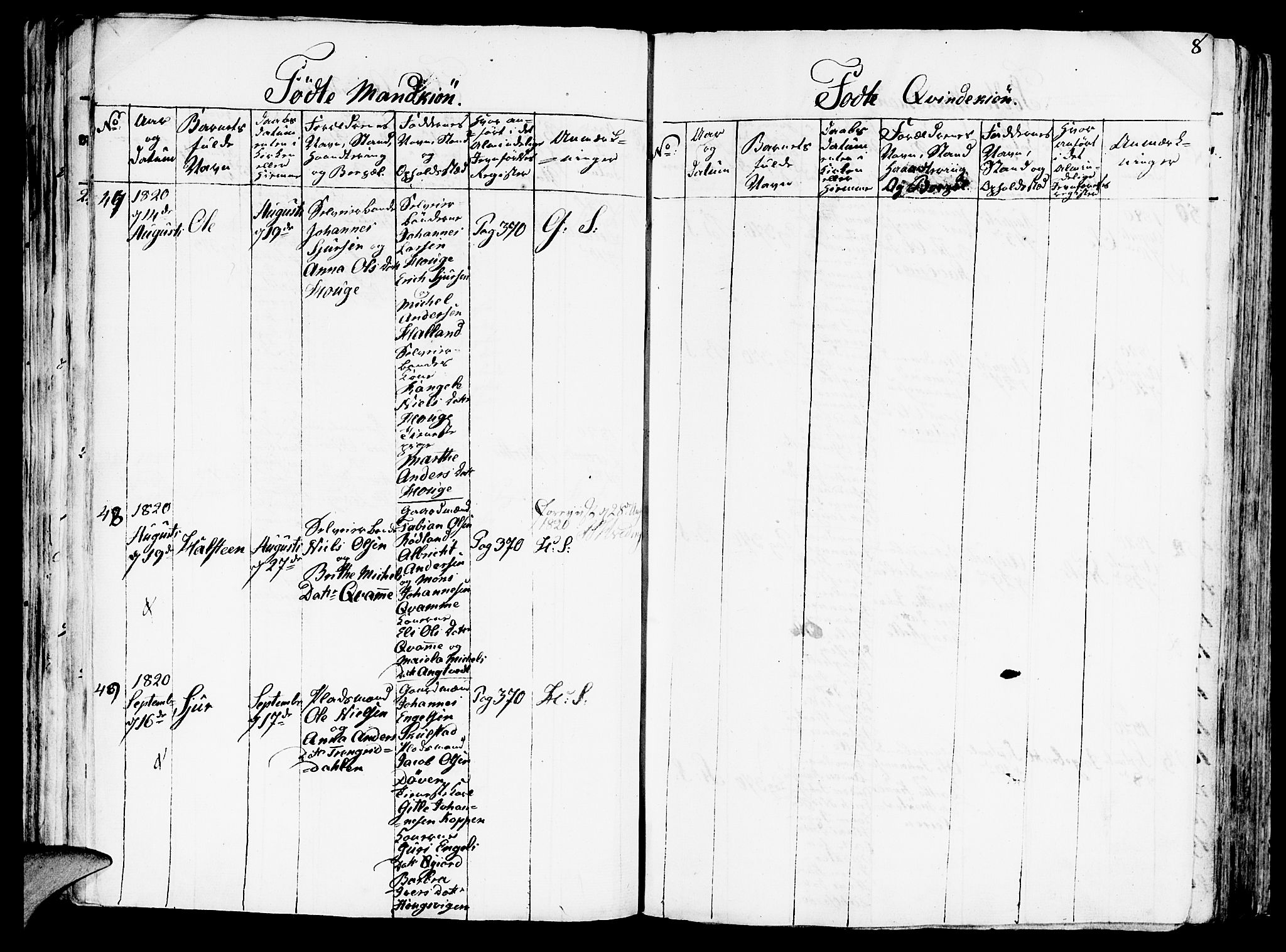 Haus sokneprestembete, SAB/A-75601/H/Haa: Parish register (official) no. A 12, 1816-1821, p. 8