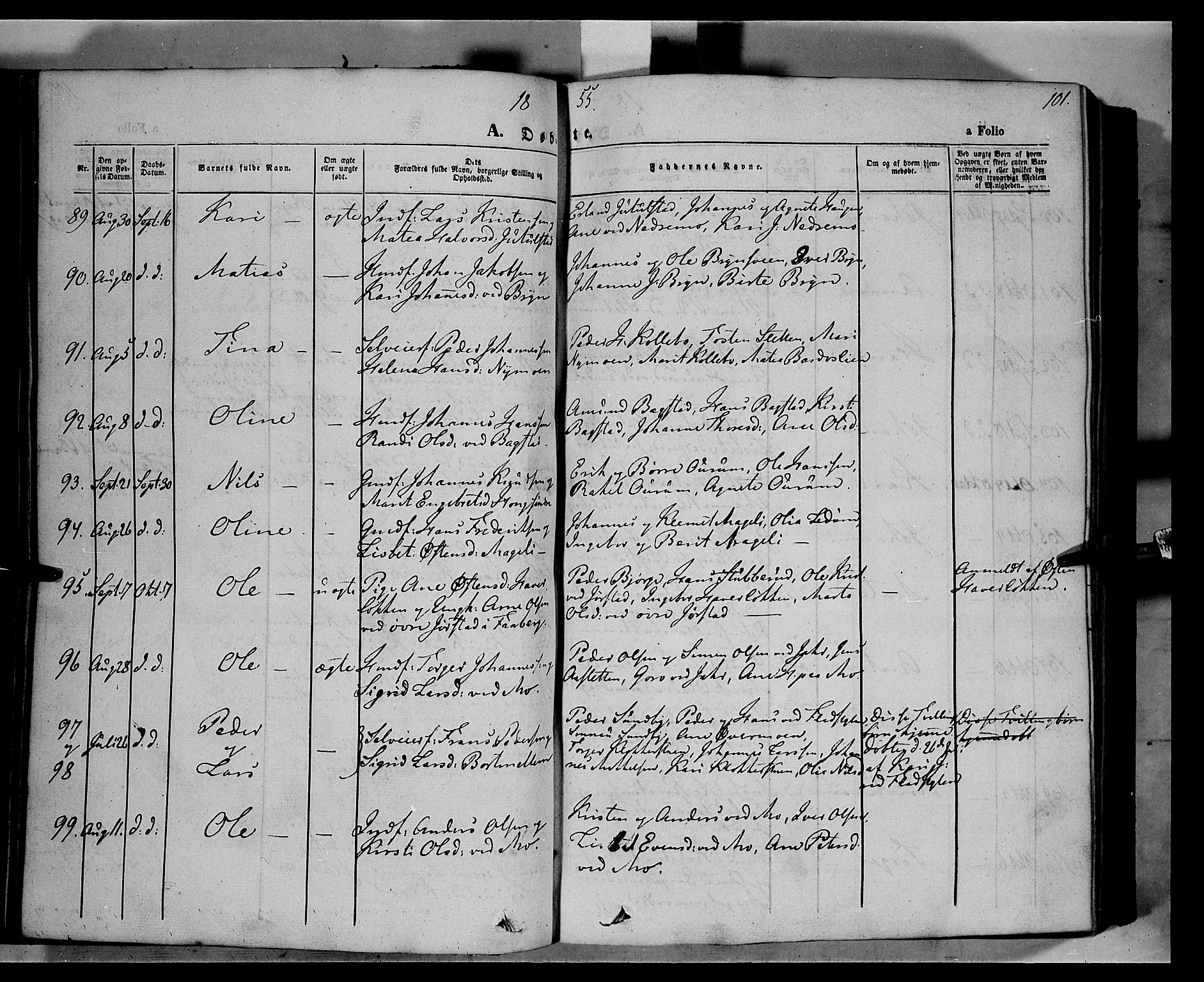 Øyer prestekontor, AV/SAH-PREST-084/H/Ha/Haa/L0005: Parish register (official) no. 5, 1842-1857, p. 101