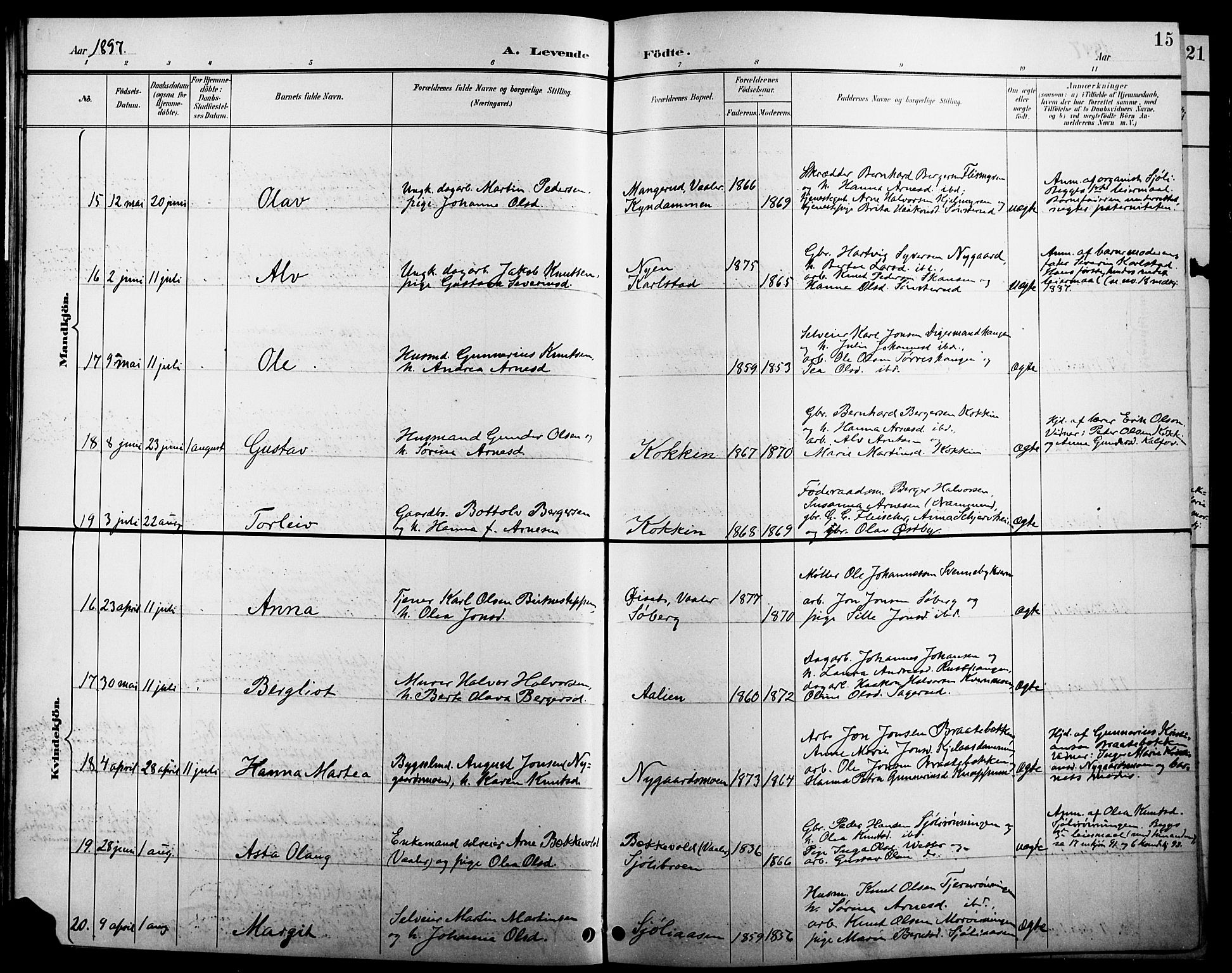 Åsnes prestekontor, AV/SAH-PREST-042/H/Ha/Hab/L0005: Parish register (copy) no. 5, 1895-1920, p. 15