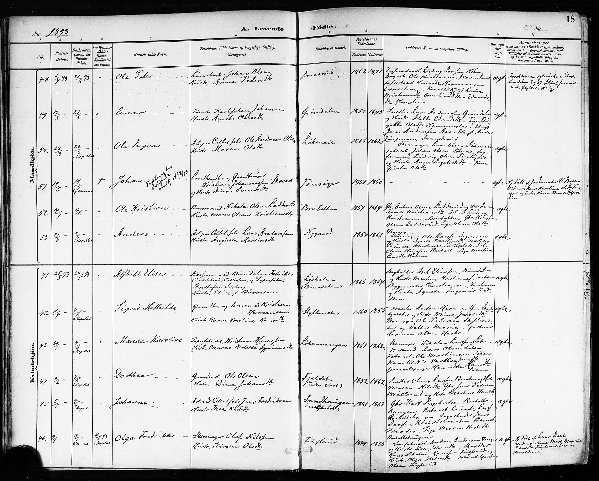 Eidsvoll prestekontor Kirkebøker, SAO/A-10888/F/Fa/L0004: Parish register (official) no. I 4, 1891-1900, p. 18