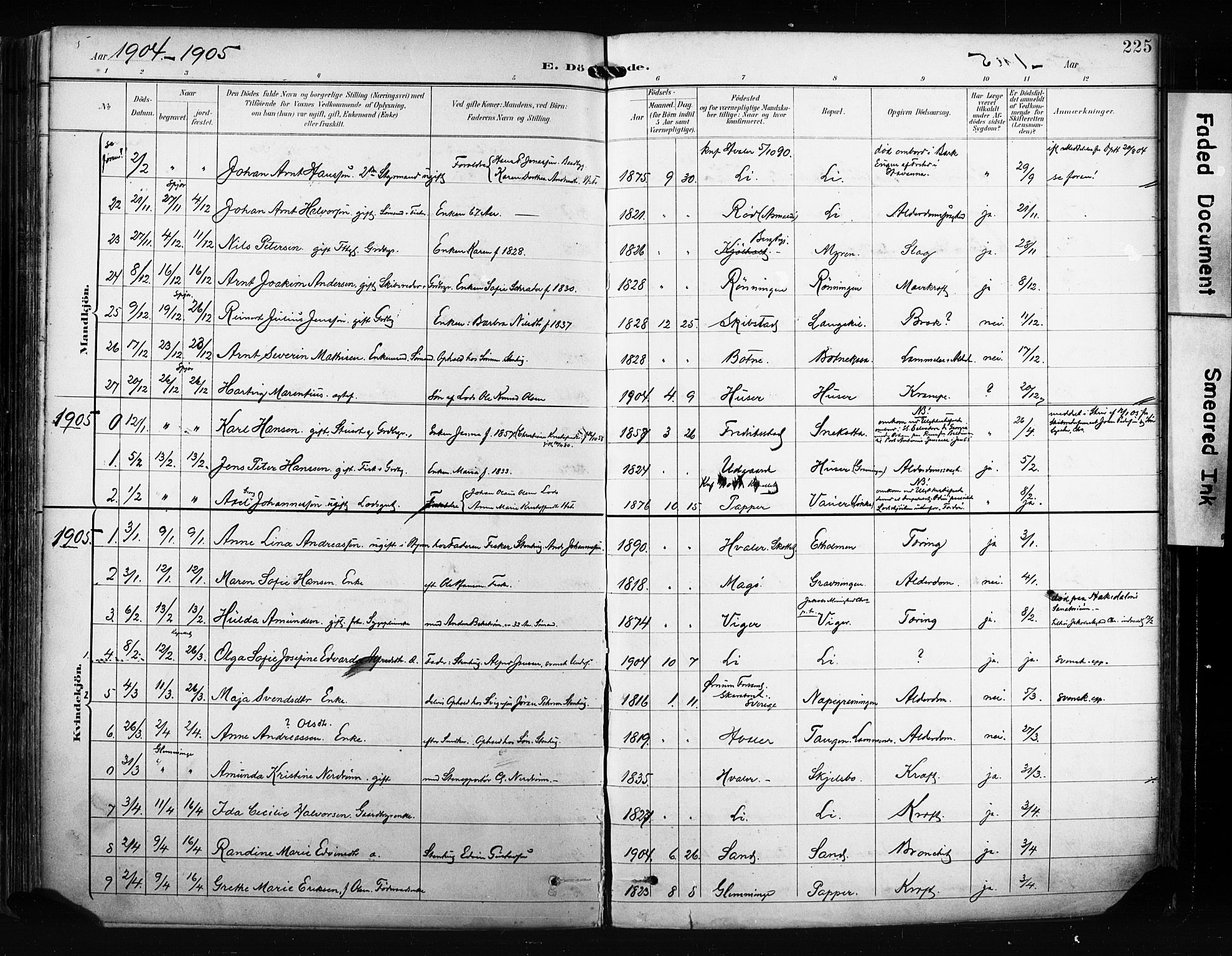 Hvaler prestekontor Kirkebøker, AV/SAO-A-2001/F/Fa/L0009: Parish register (official) no. I 9, 1895-1906, p. 225