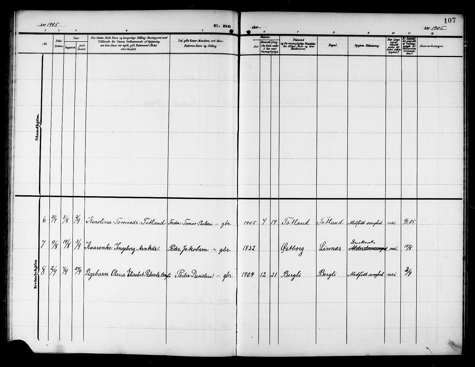 Ministerialprotokoller, klokkerbøker og fødselsregistre - Nord-Trøndelag, SAT/A-1458/757/L0506: Parish register (copy) no. 757C01, 1904-1922, p. 107