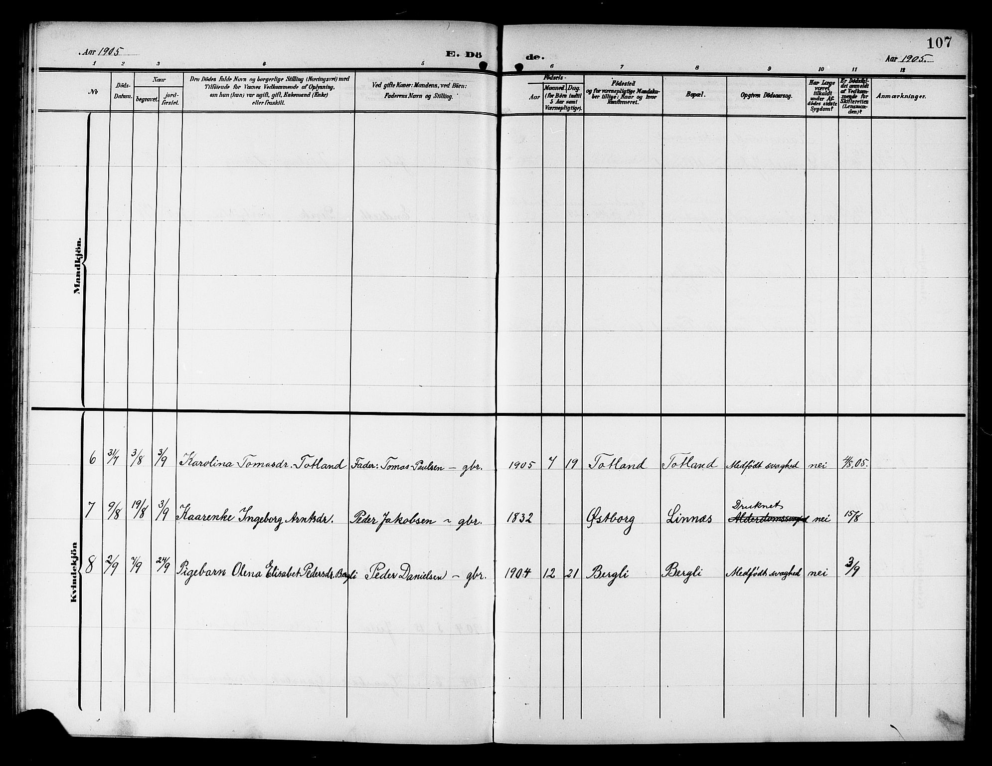 Ministerialprotokoller, klokkerbøker og fødselsregistre - Nord-Trøndelag, AV/SAT-A-1458/757/L0506: Parish register (copy) no. 757C01, 1904-1922, p. 107