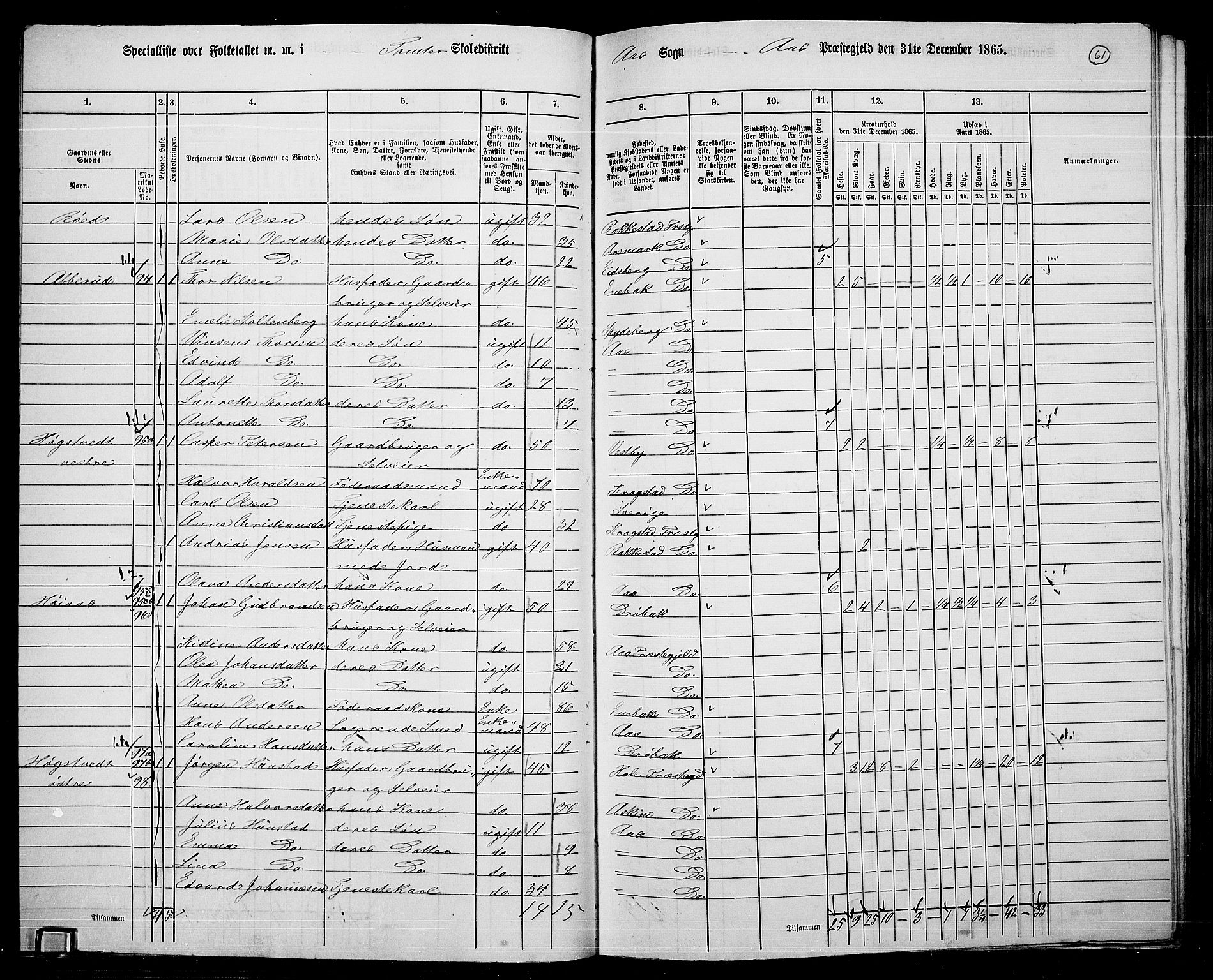 RA, 1865 census for Ås, 1865, p. 54