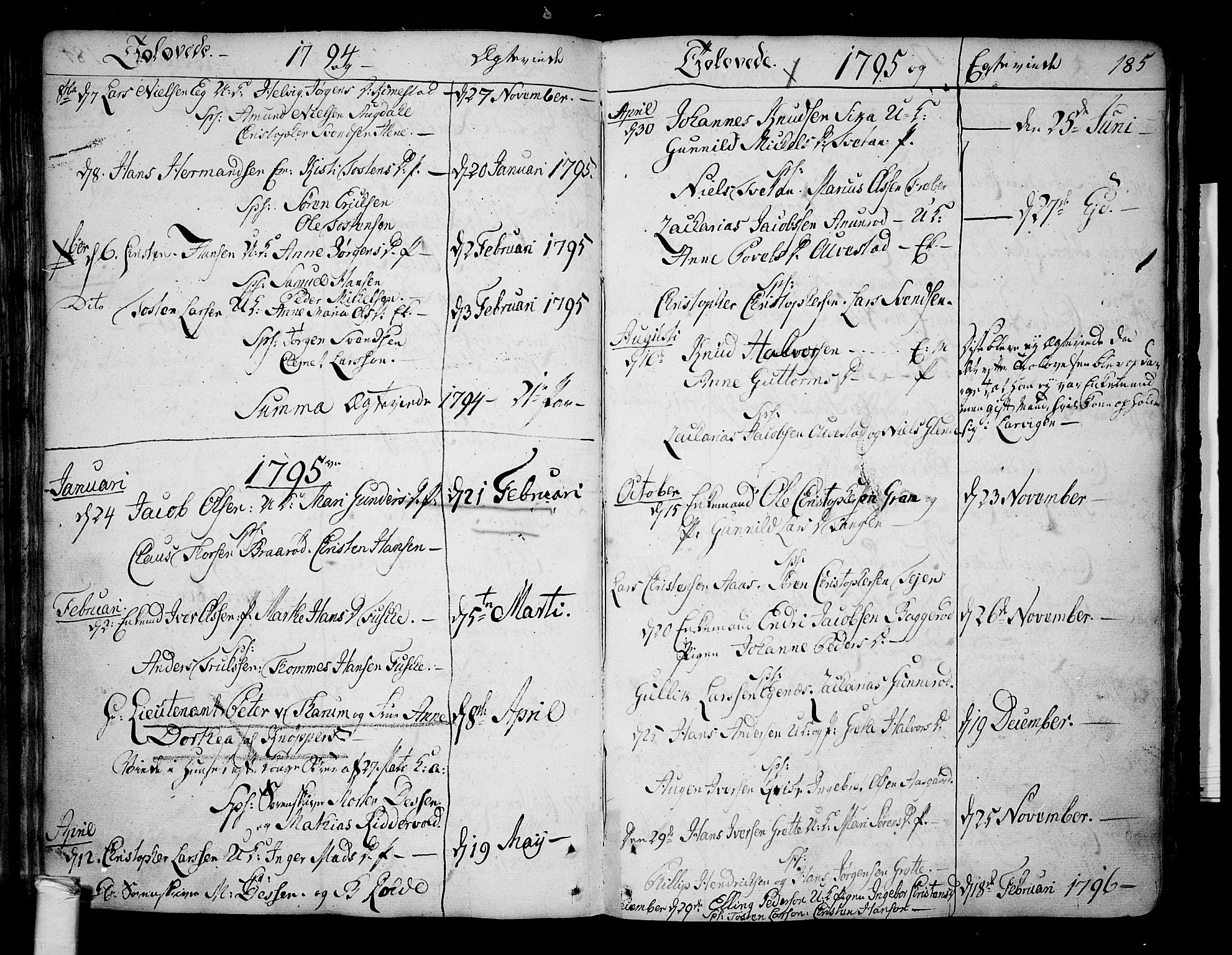 Borre kirkebøker, SAKO/A-338/F/Fa/L0002: Parish register (official) no. I 2, 1752-1806, p. 185