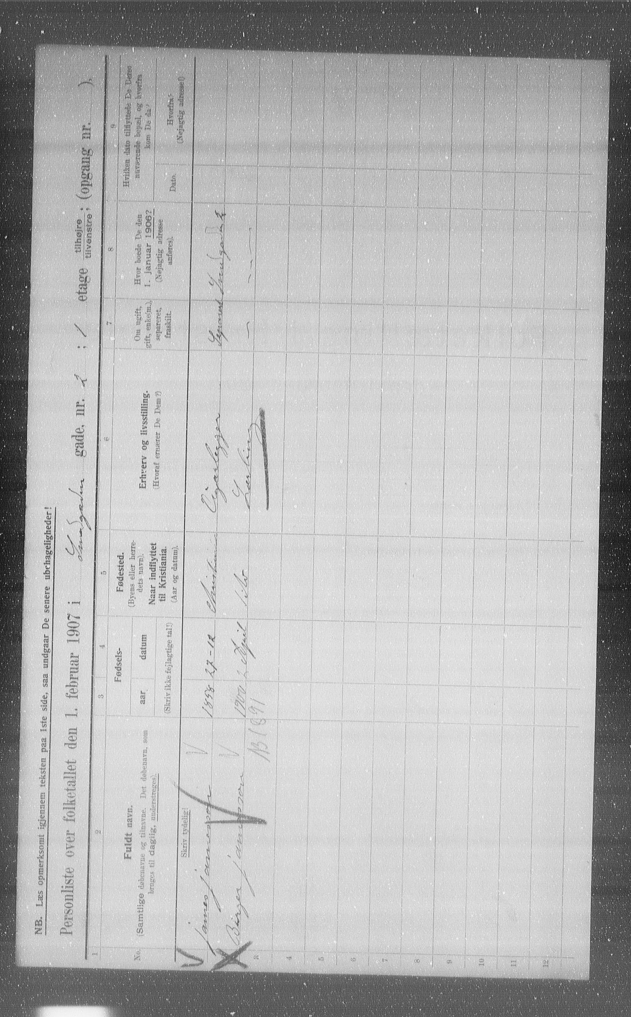 OBA, Municipal Census 1907 for Kristiania, 1907, p. 49587