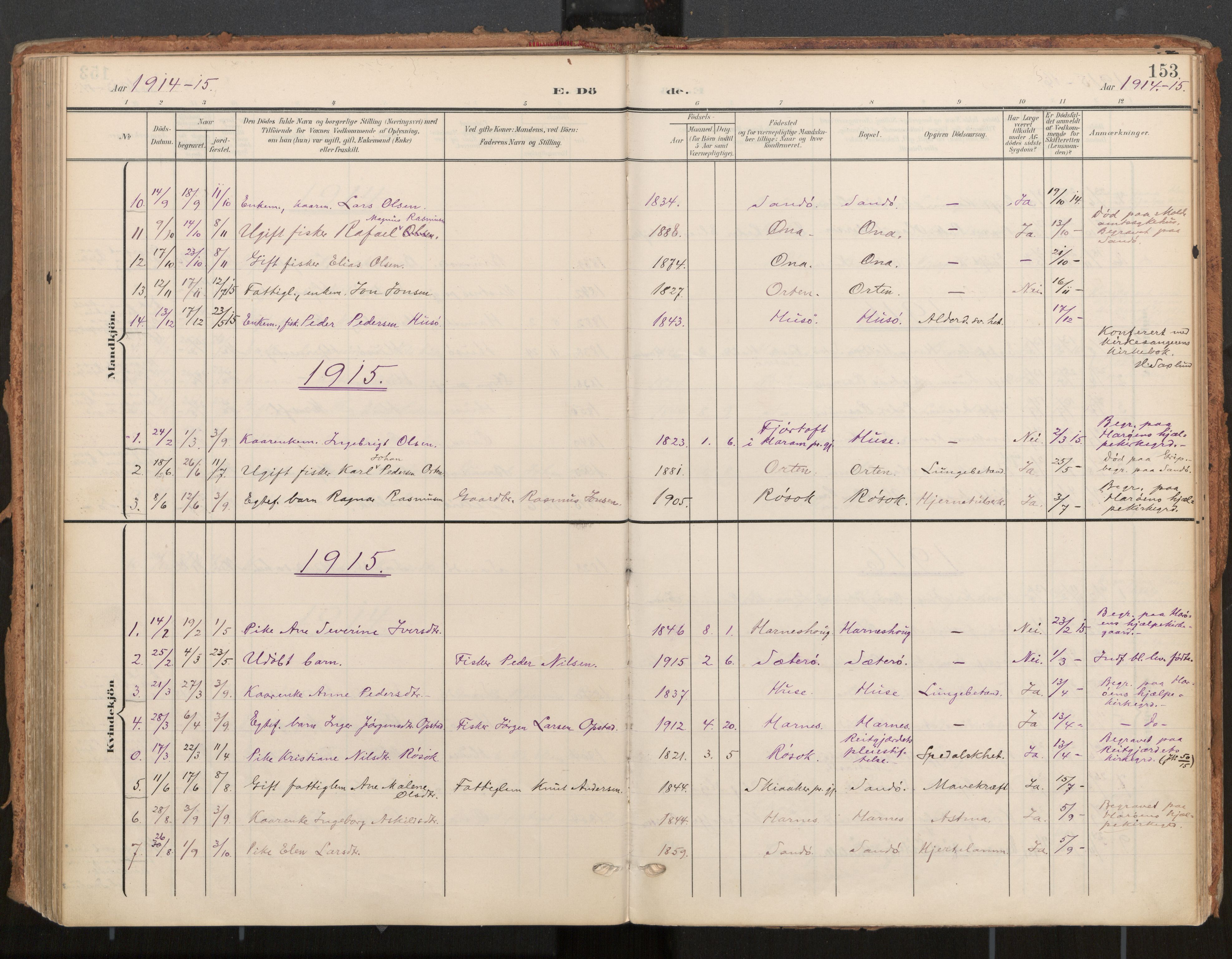 Ministerialprotokoller, klokkerbøker og fødselsregistre - Møre og Romsdal, AV/SAT-A-1454/561/L0730: Parish register (official) no. 561A04, 1901-1929, p. 153