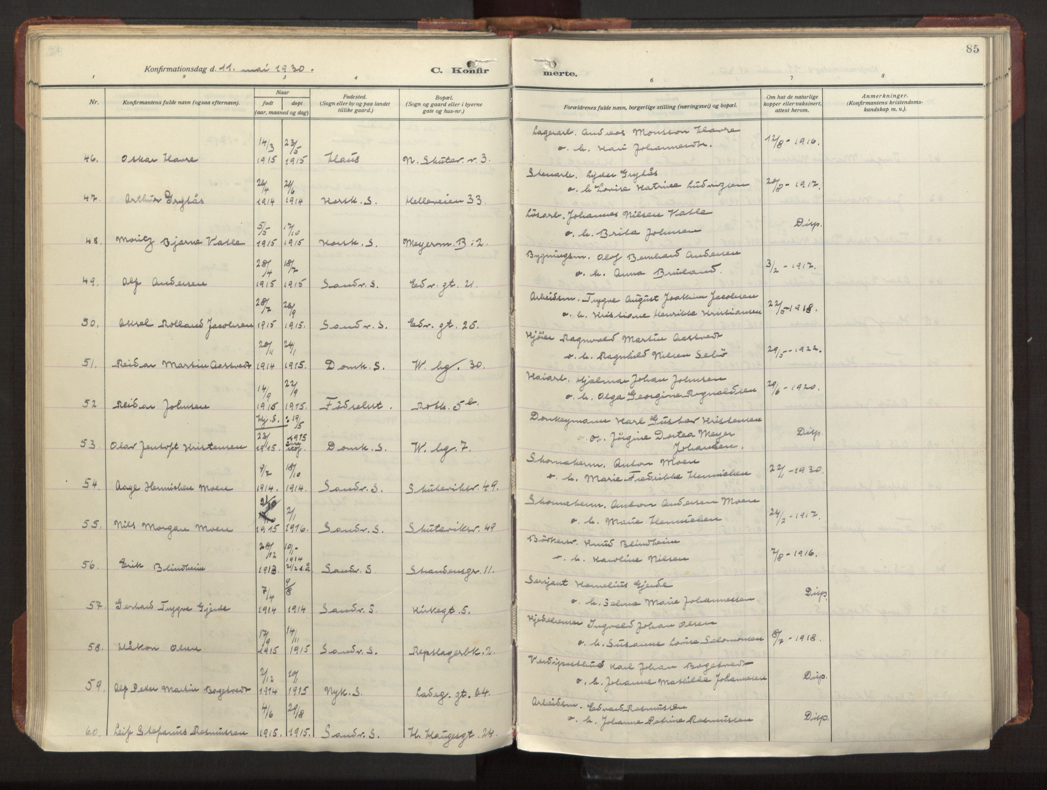 Sandviken Sokneprestembete, AV/SAB-A-77601/H/Ha/L0013: Parish register (official) no. C 4, 1926-1943, p. 85