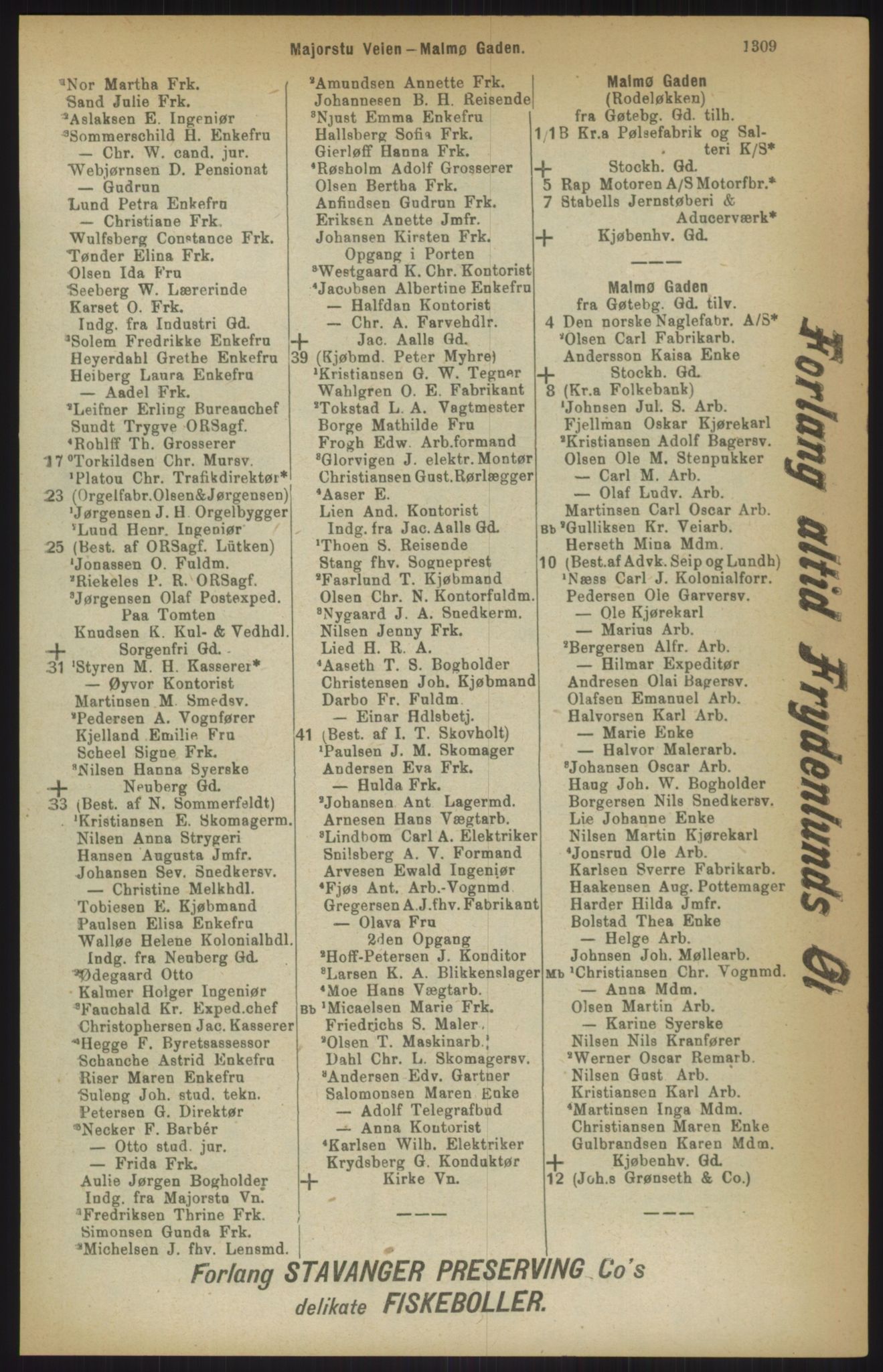 Kristiania/Oslo adressebok, PUBL/-, 1911, p. 1309