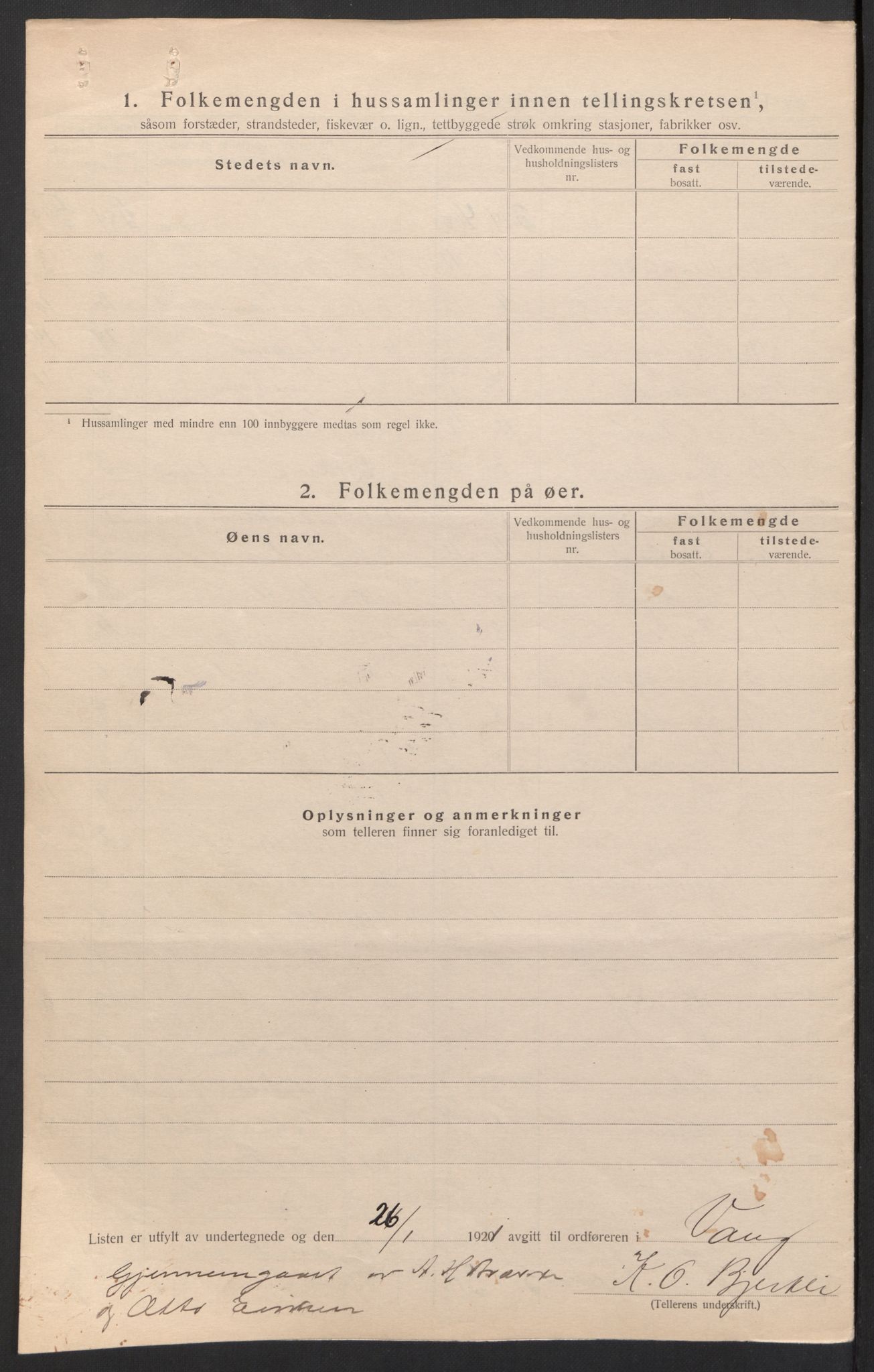 SAH, 1920 census for Vang (Hedmark), 1920, p. 8