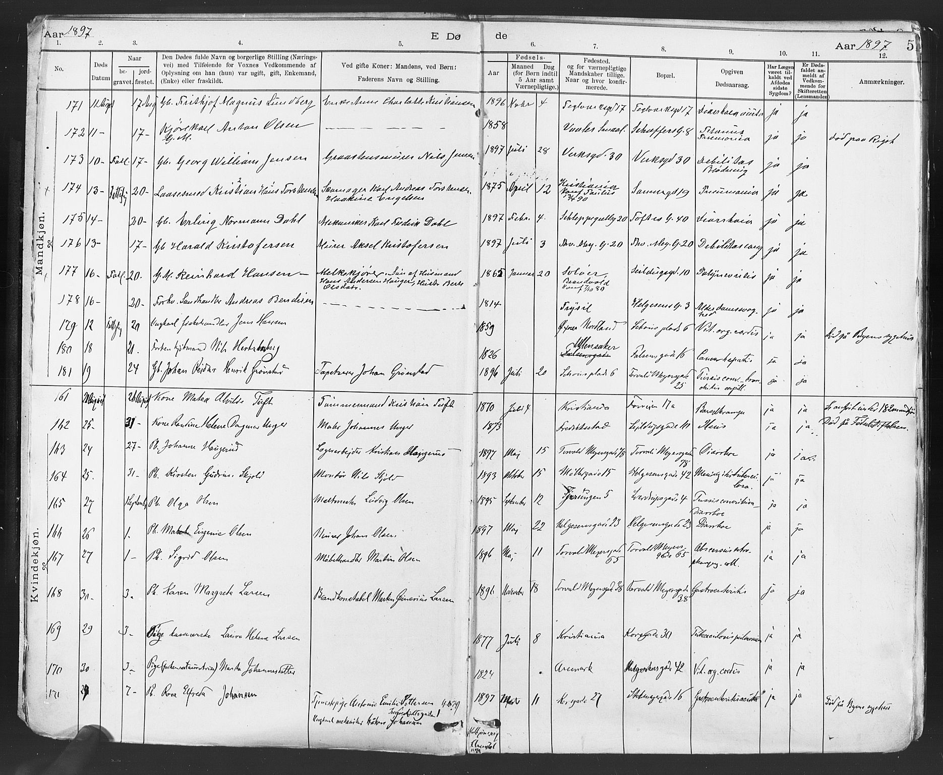 Paulus prestekontor Kirkebøker, AV/SAO-A-10871/F/Fa/L0012: Parish register (official) no. 12, 1897-1908, p. 5