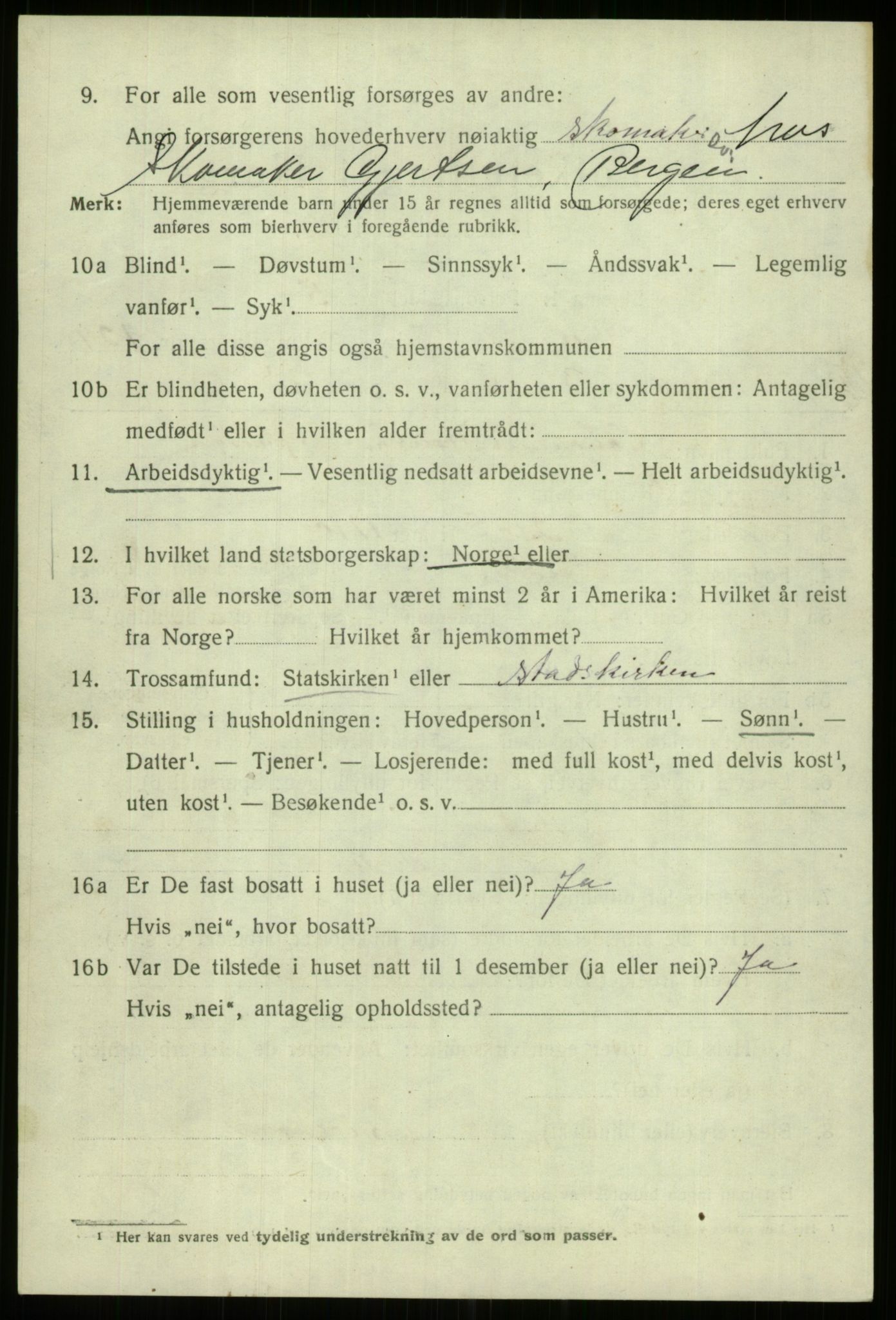 SAB, 1920 census for Bergen, 1920, p. 217771