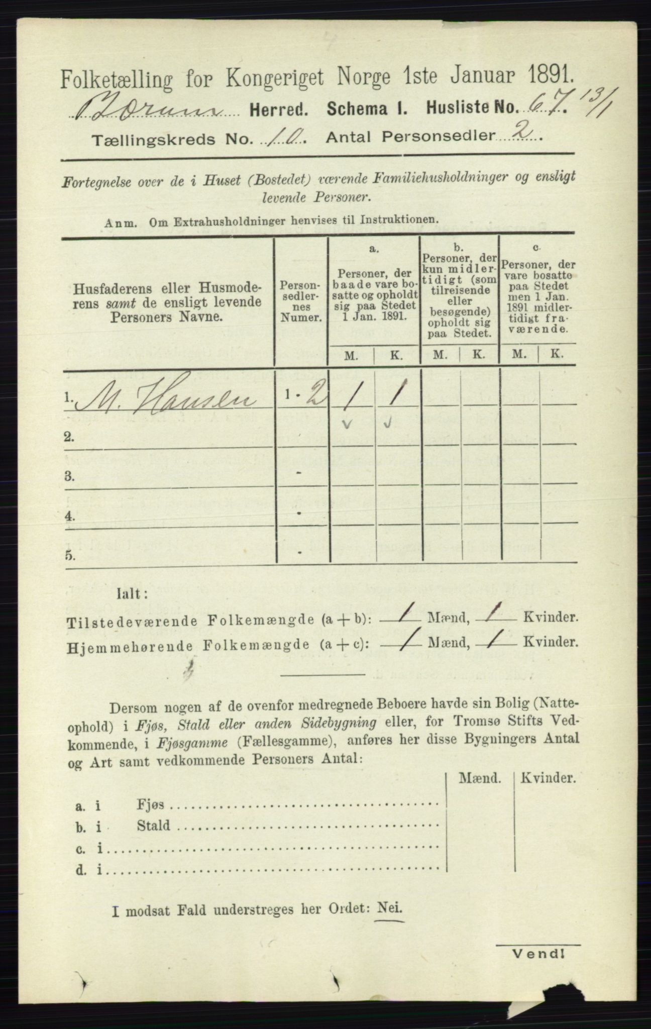 RA, 1891 census for 0219 Bærum, 1891, p. 6351