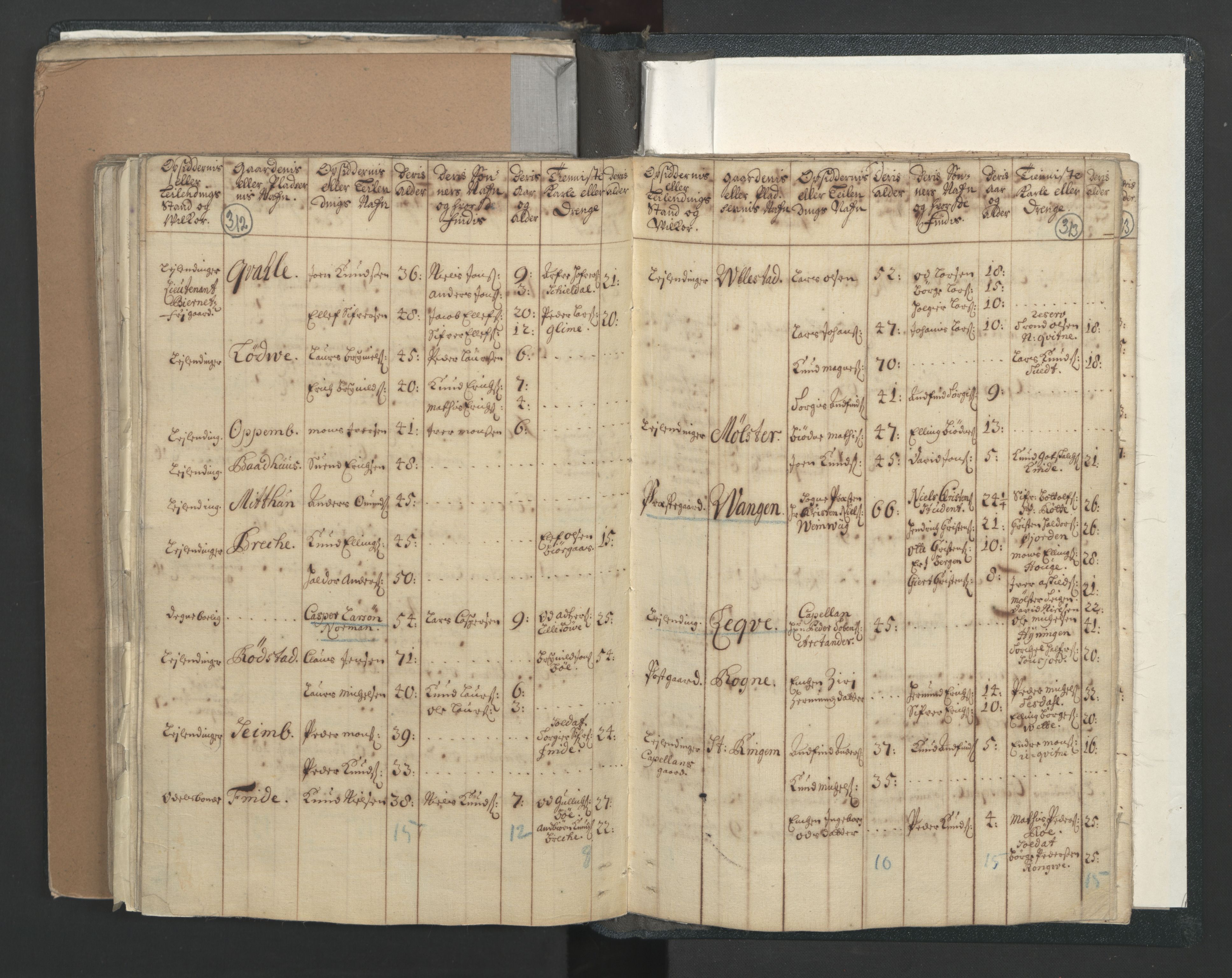 RA, Census (manntall) 1701, no. 7: Nordhordland and Voss fogderi, 1701, p. 312-313