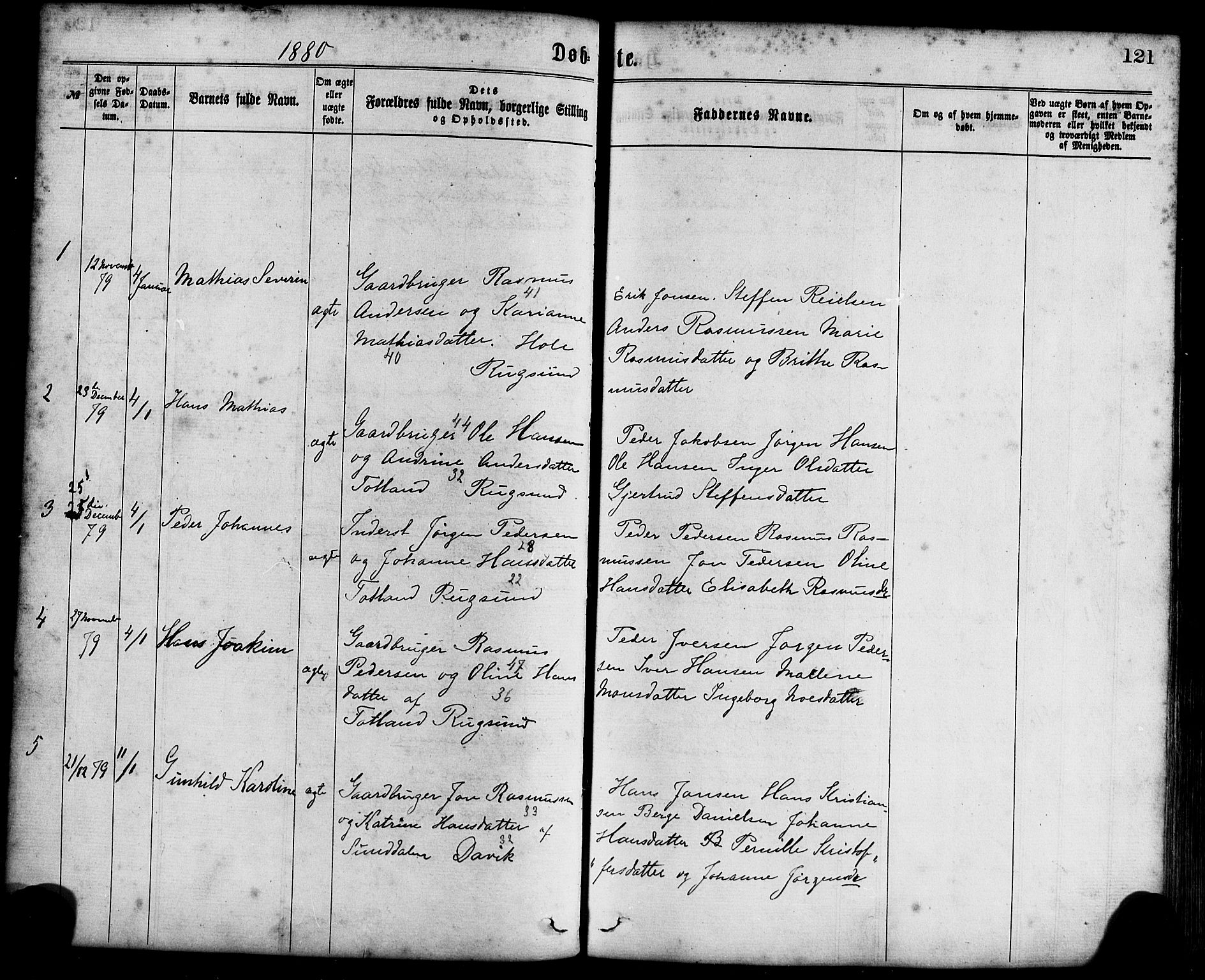 Davik sokneprestembete, AV/SAB-A-79701/H/Haa/Haaa/L0006: Parish register (official) no. A 6, 1867-1881, p. 121