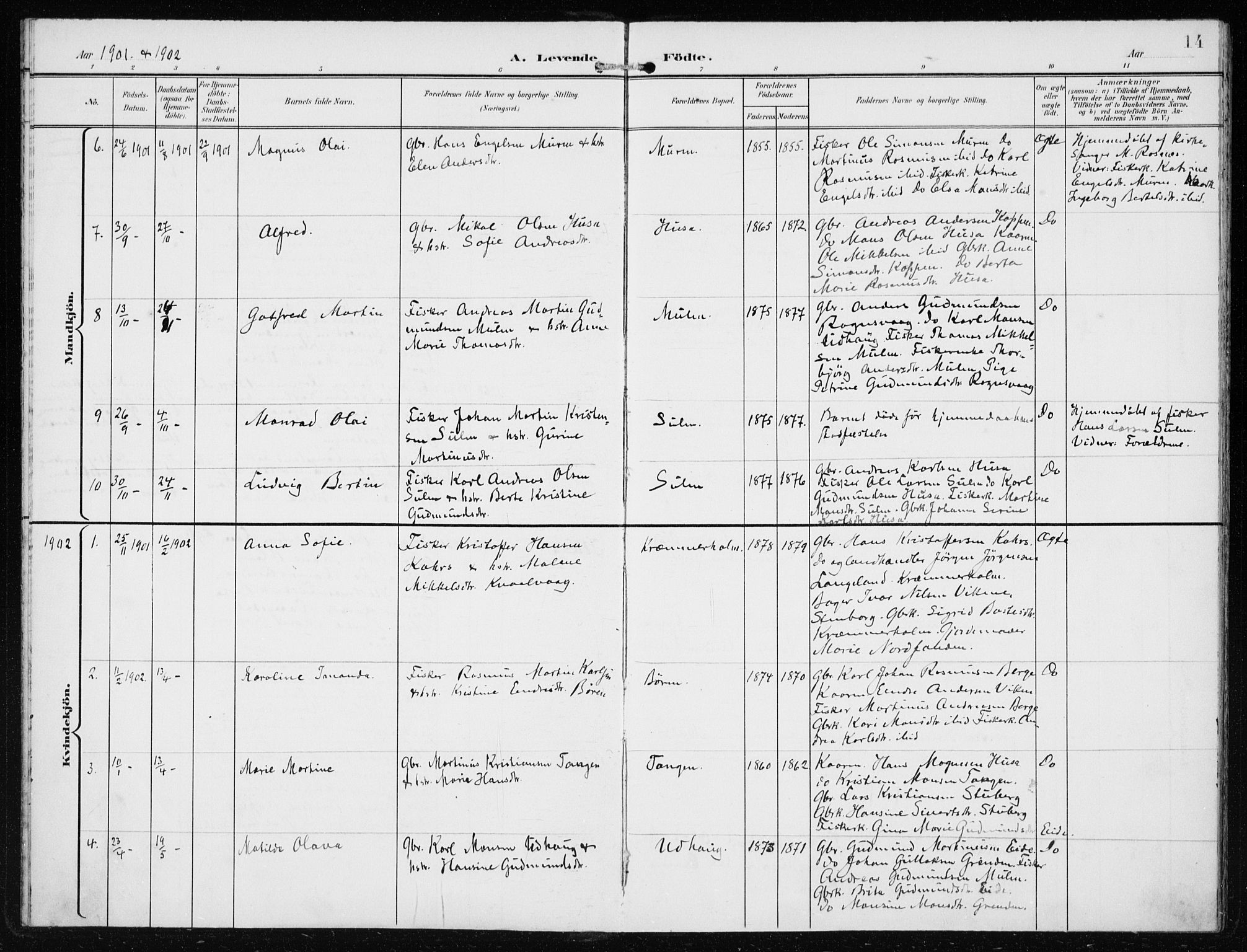 Lindås Sokneprestembete, AV/SAB-A-76701/H/Haa/Haad/L0002: Parish register (official) no. D  2, 1897-1912, p. 14