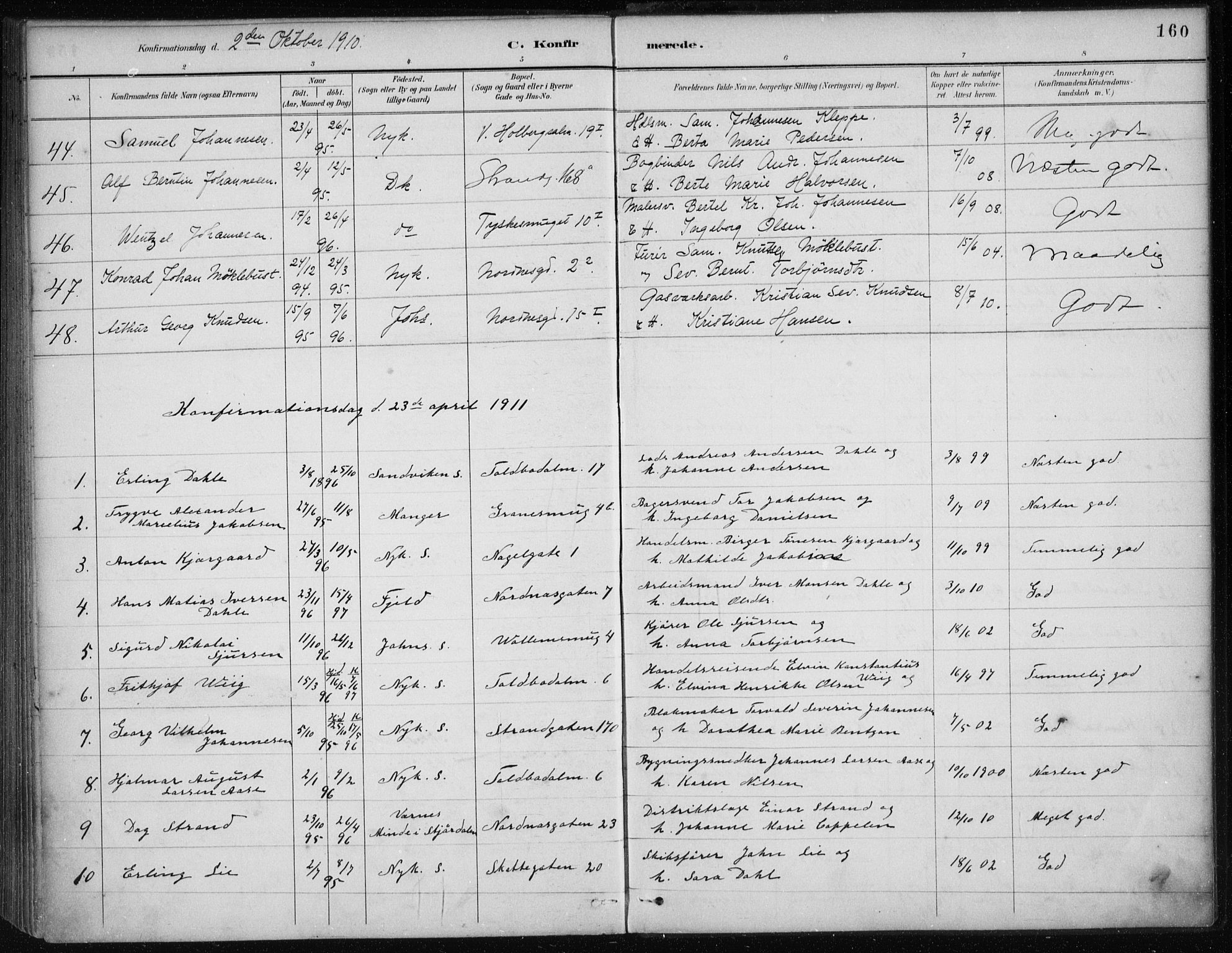 Nykirken Sokneprestembete, SAB/A-77101/H/Haa/L0027: Parish register (official) no. C 6, 1886-1913, p. 160