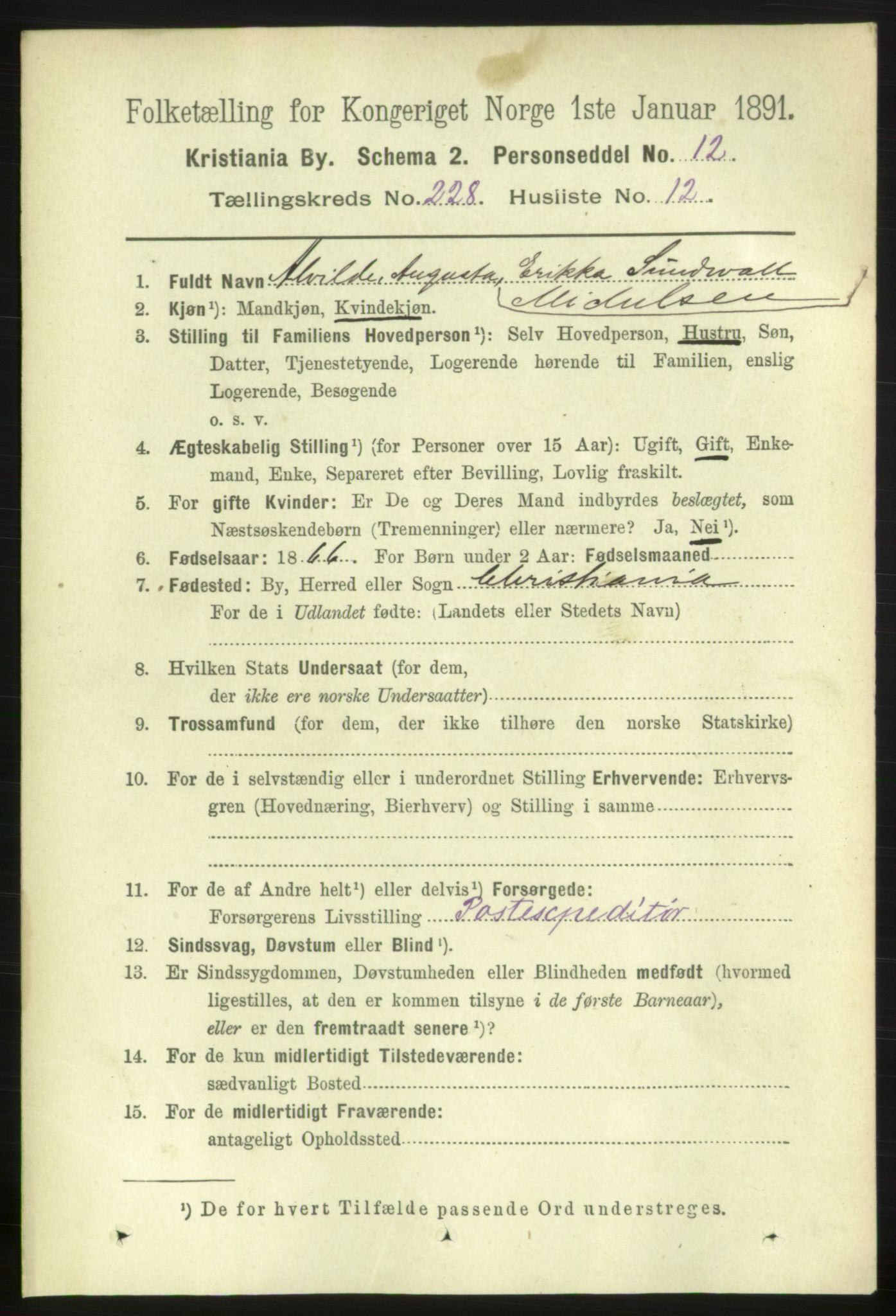 RA, 1891 census for 0301 Kristiania, 1891, p. 139728
